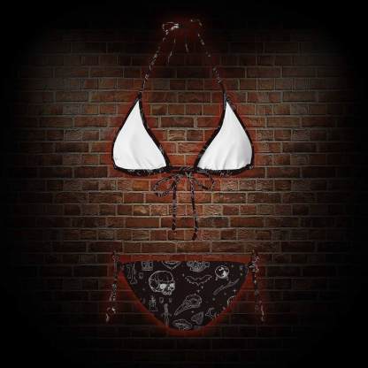 Mystical Symbols and Skulls Women's Adjustable Tie-Strap Bikini