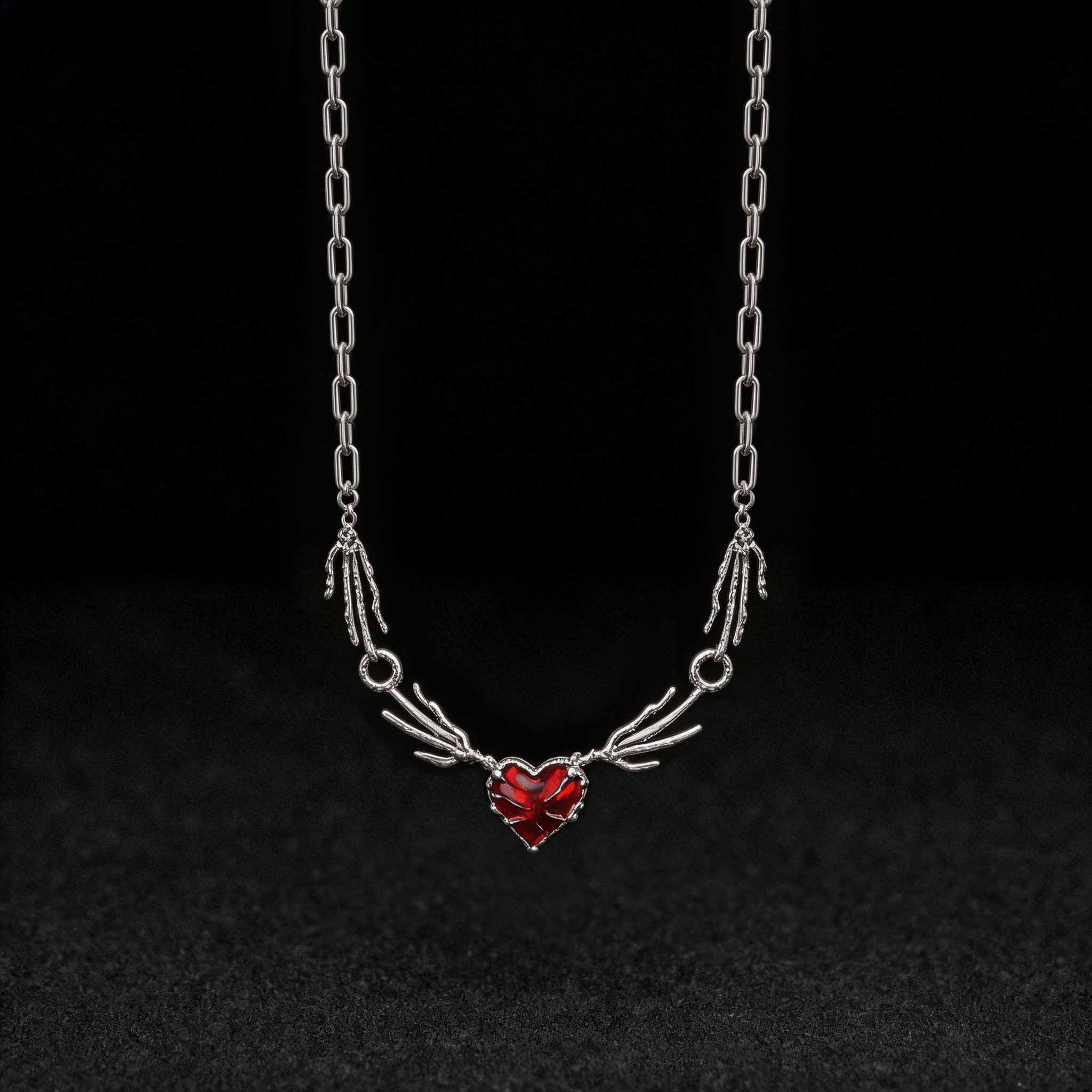 Gothic Red Heart Necklace