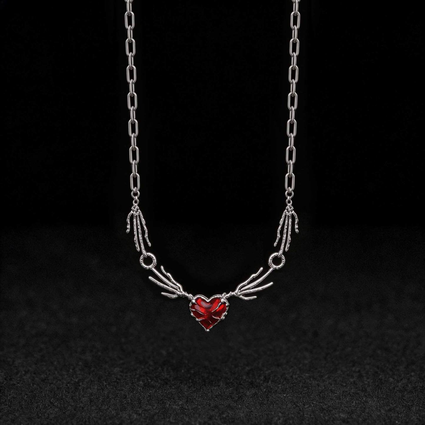 Gothic Red Heart Necklace