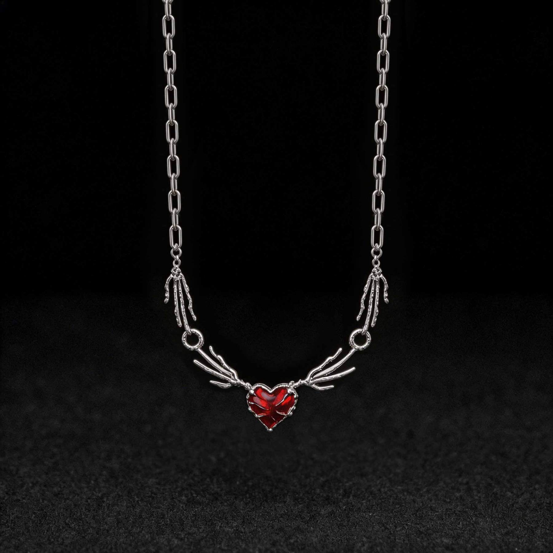 Gothic Red Heart Necklace