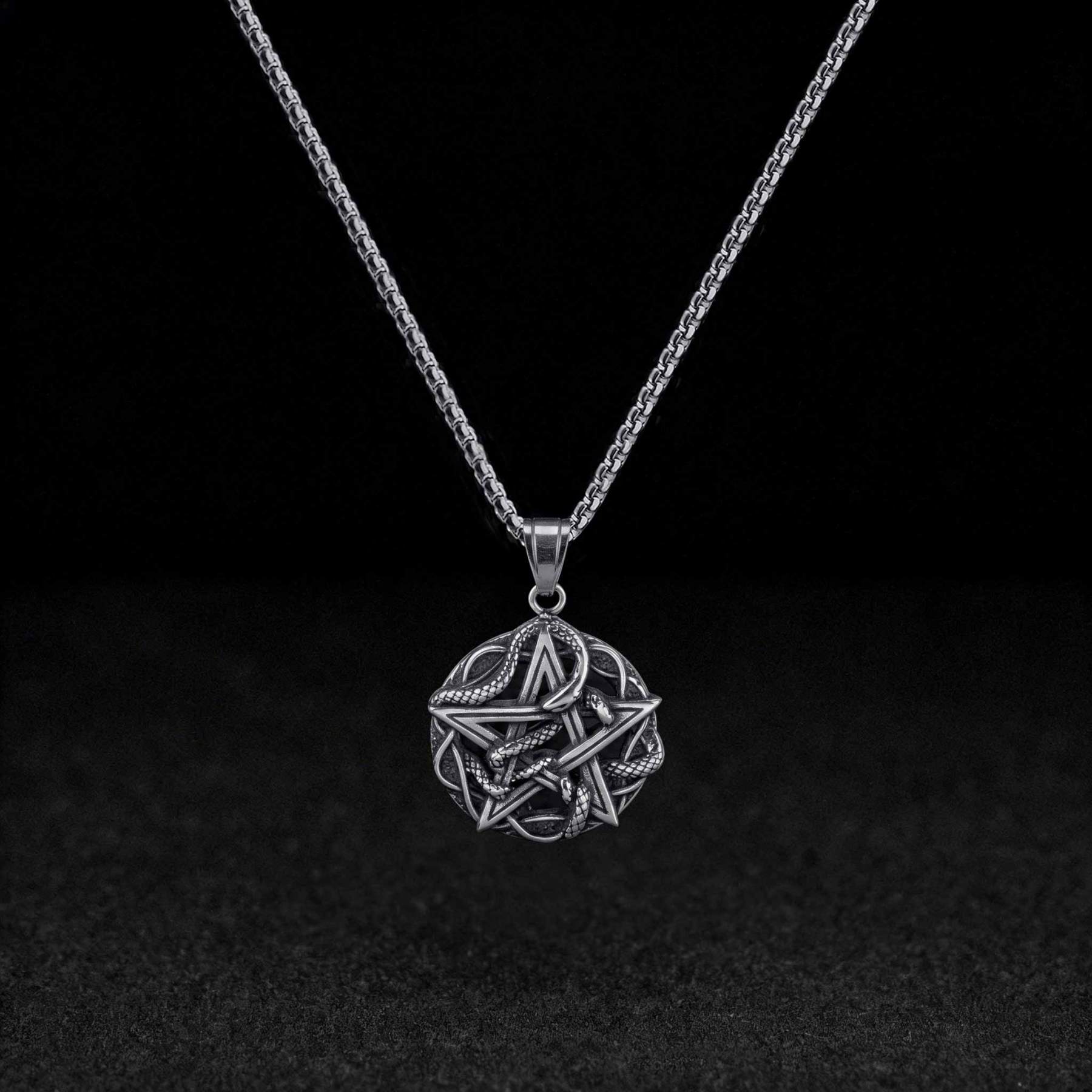 Entwined Snake Pentagram Necklace