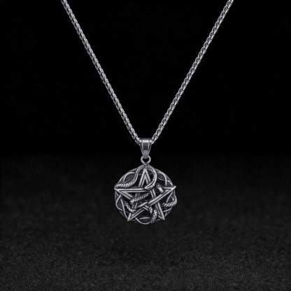 Entwined Snake Pentagram Necklace