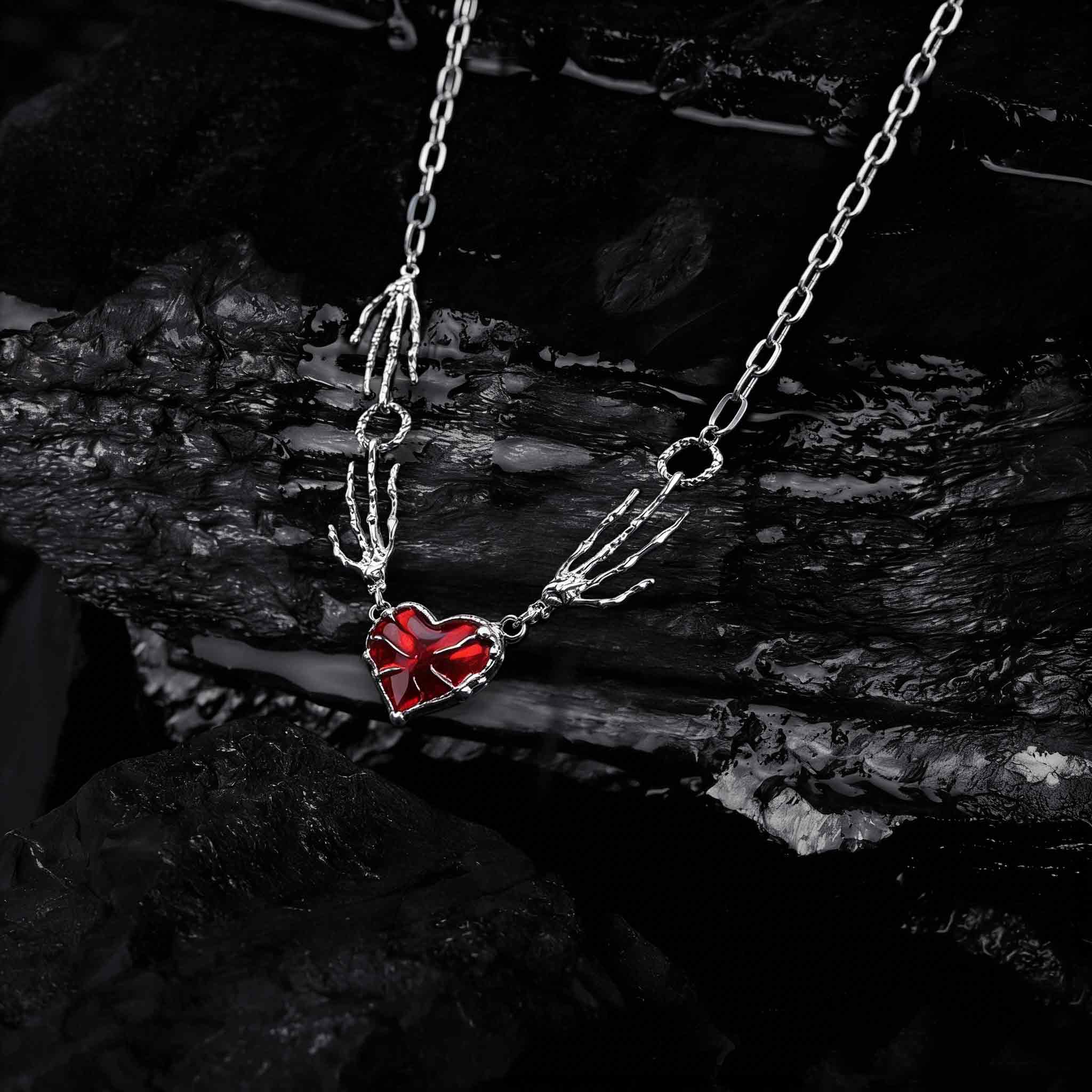 Gothic Red Heart Necklace