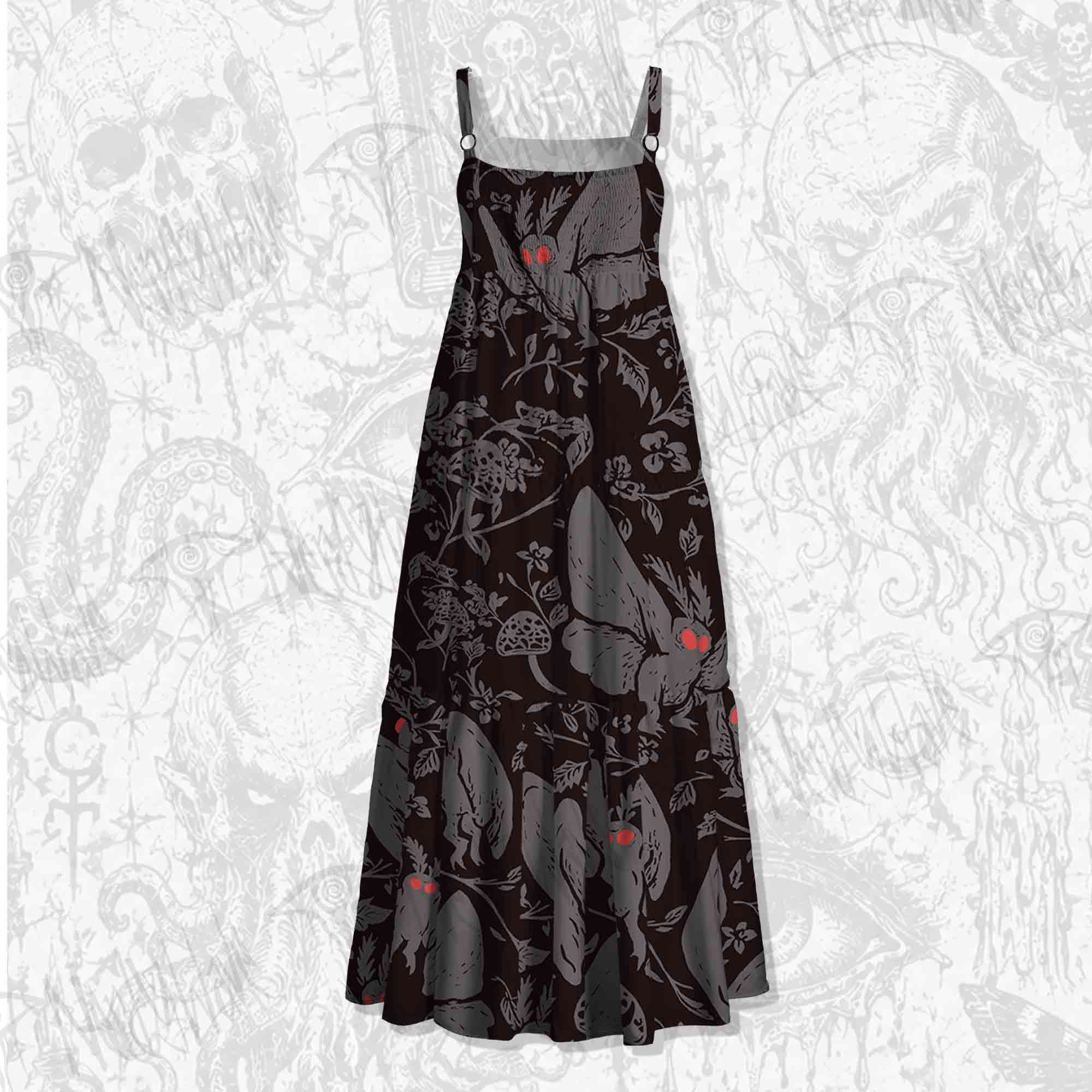Mothman in the Jungle Spaghetti Strap Long Dress