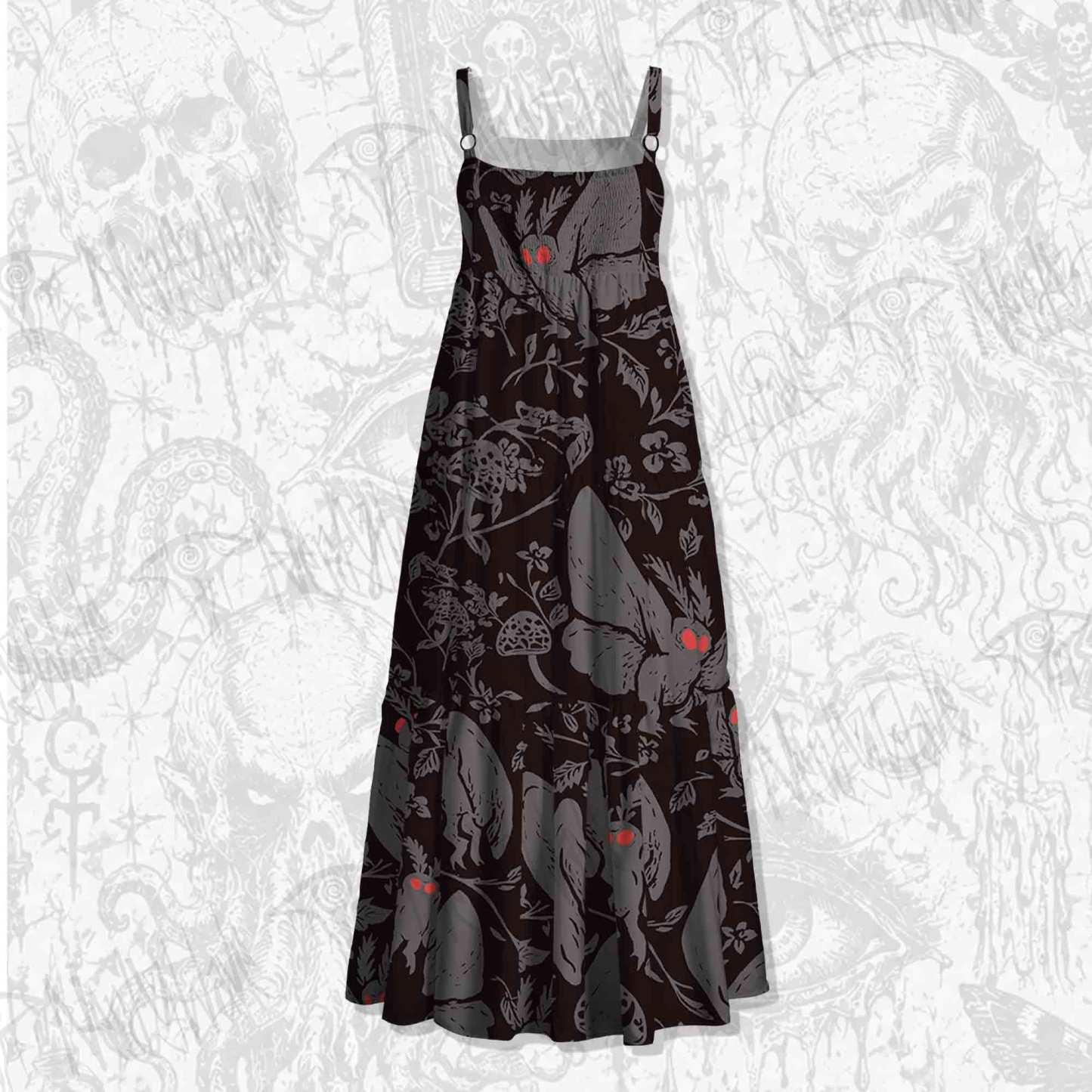 Mothman in the Jungle Spaghetti Strap Long Dress