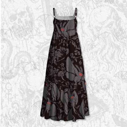 Mothman in the Jungle Spaghetti Strap Long Dress