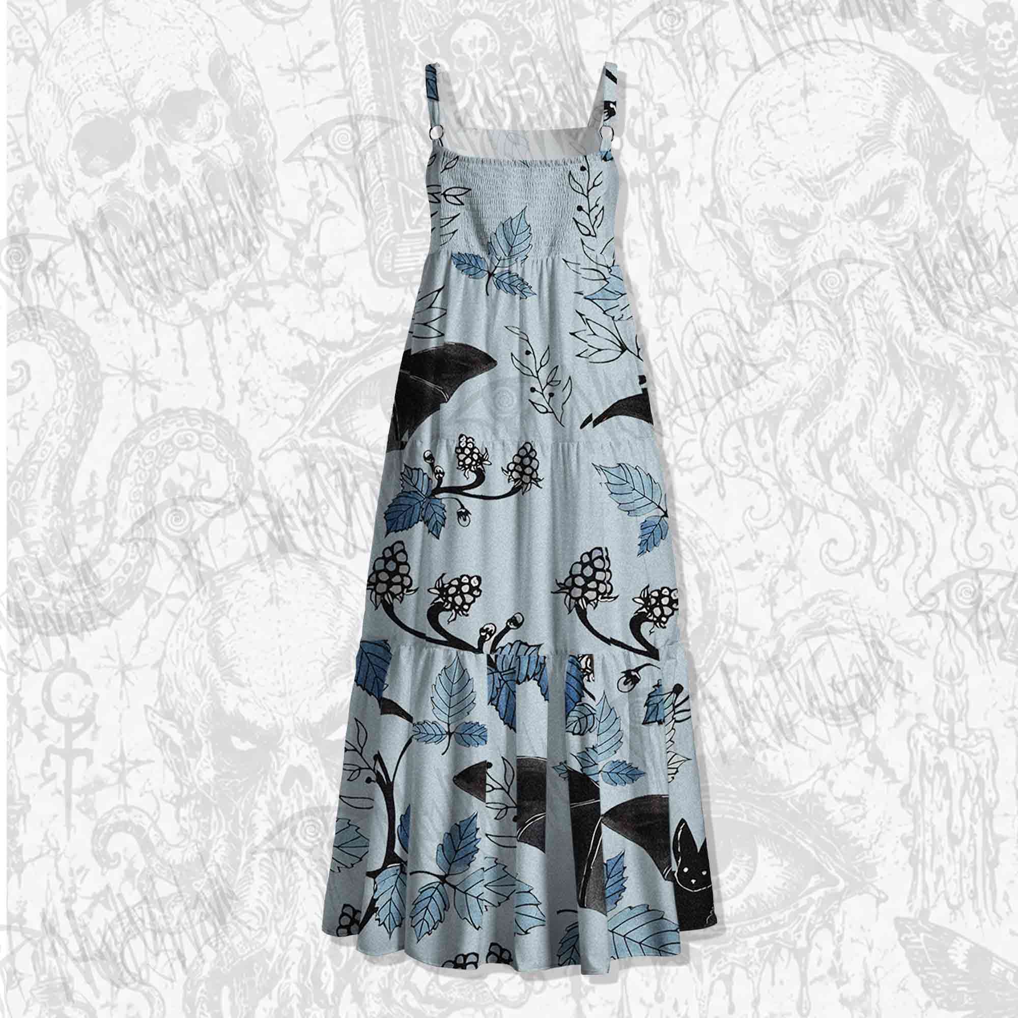 Flying Bats Spaghetti Strap Long Dress