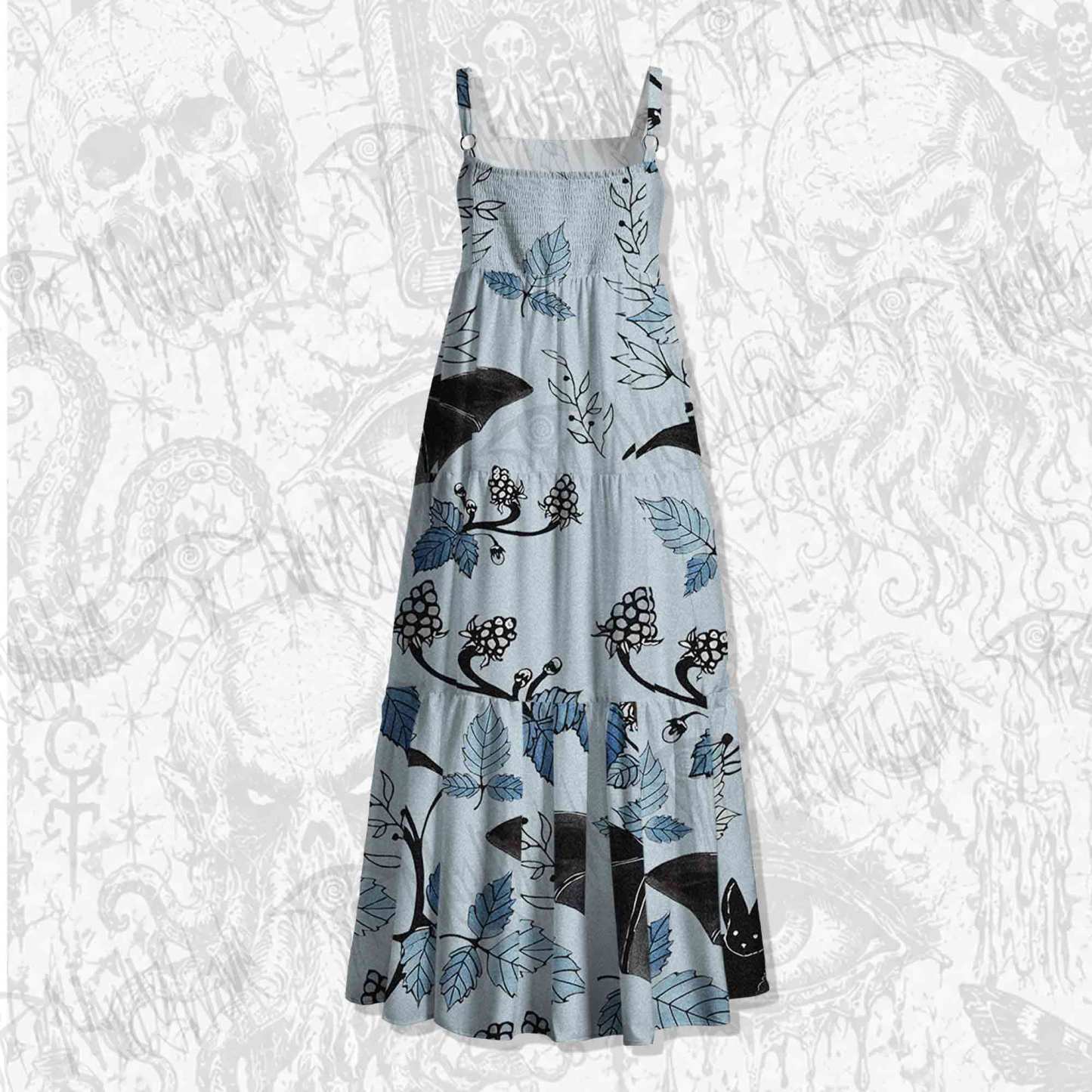 Flying Bats Spaghetti Strap Long Dress