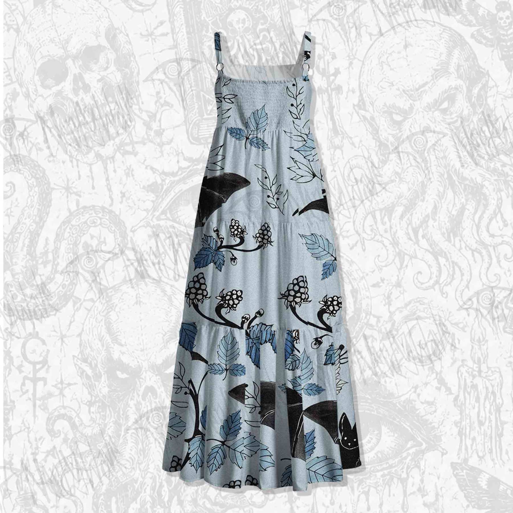 Flying Bats Spaghetti Strap Long Dress