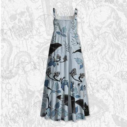 Flying Bats Spaghetti Strap Long Dress