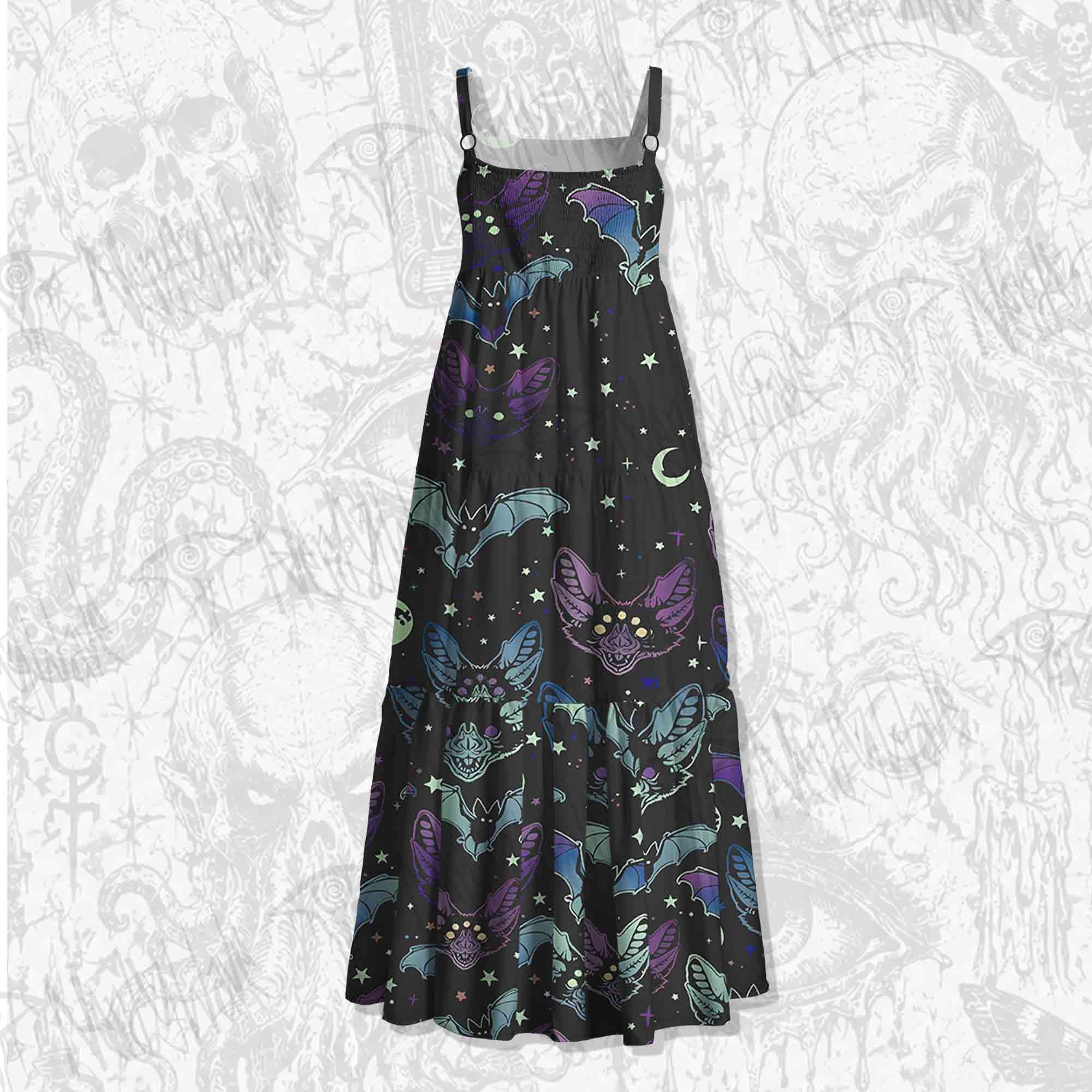 Bats Spaghetti Strap Long Dress