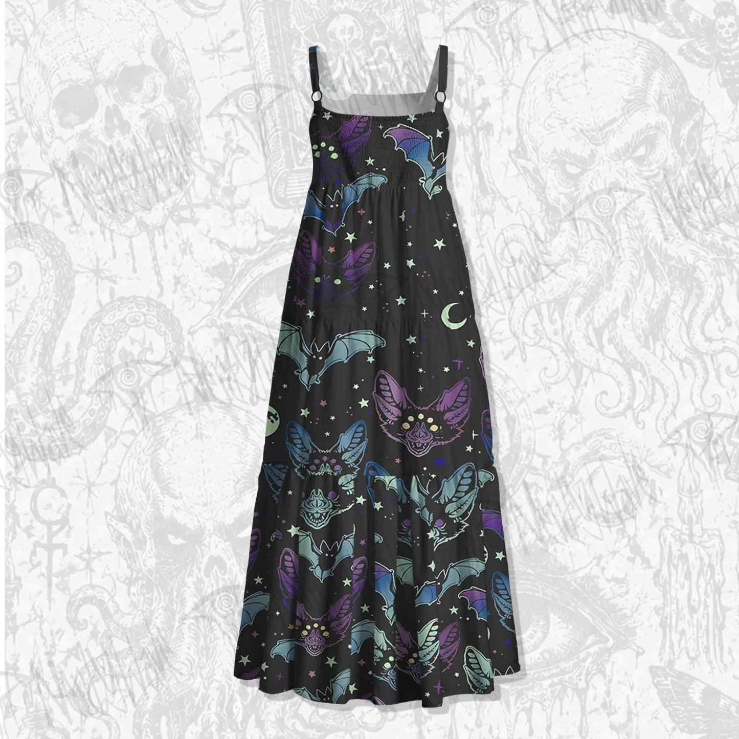 Bats Spaghetti Strap Long Dress