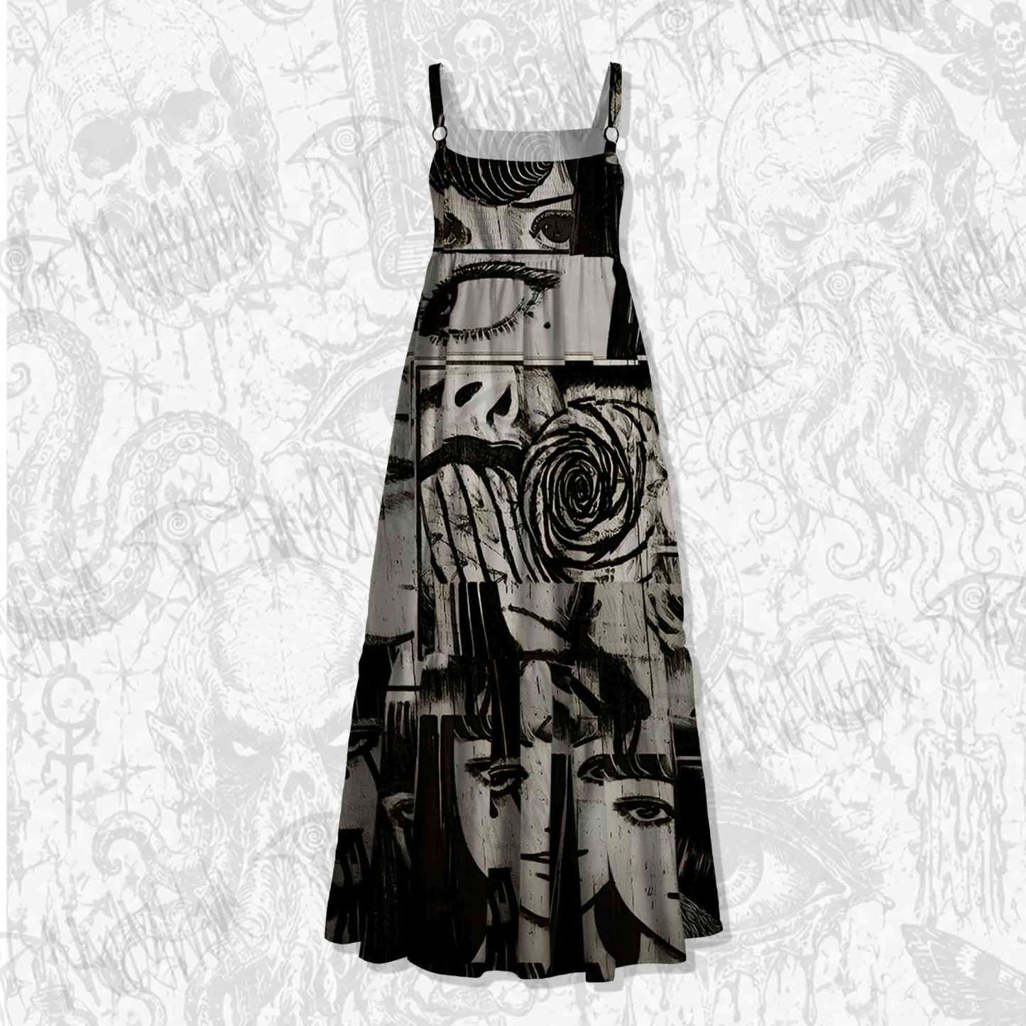 Eyes of Horrors Spaghetti Strap Long Dress