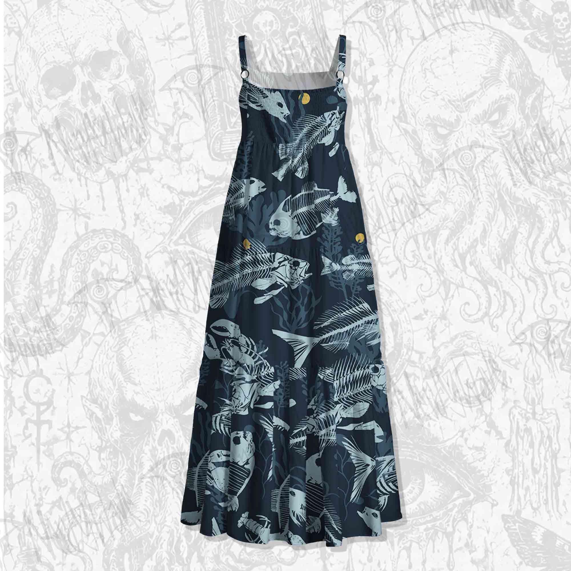 Fish bones Spaghetti Strap Long Dress