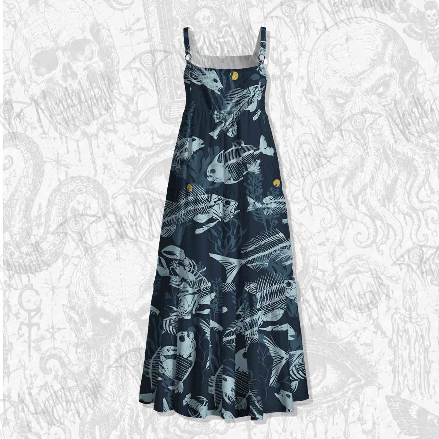 Fish bones Spaghetti Strap Long Dress