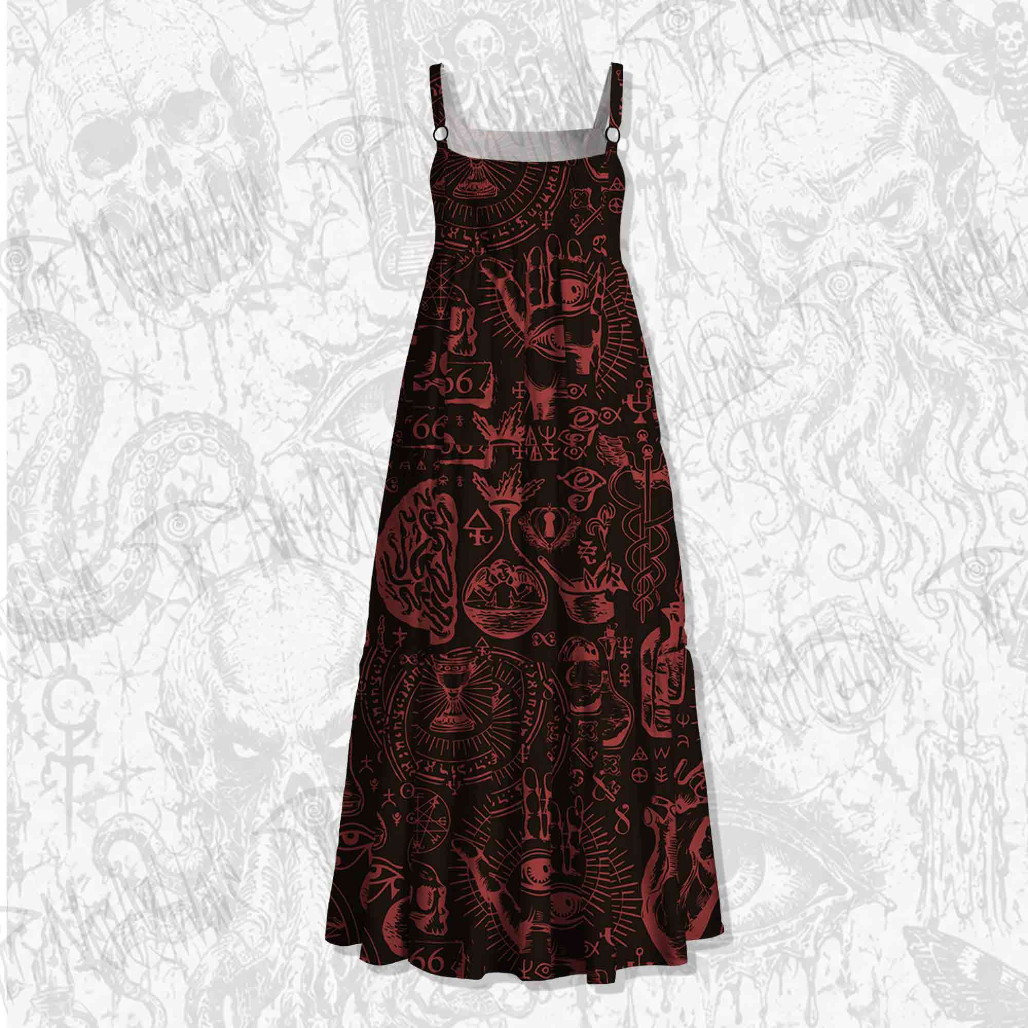 Occultism Spaghetti Strap Long Dress