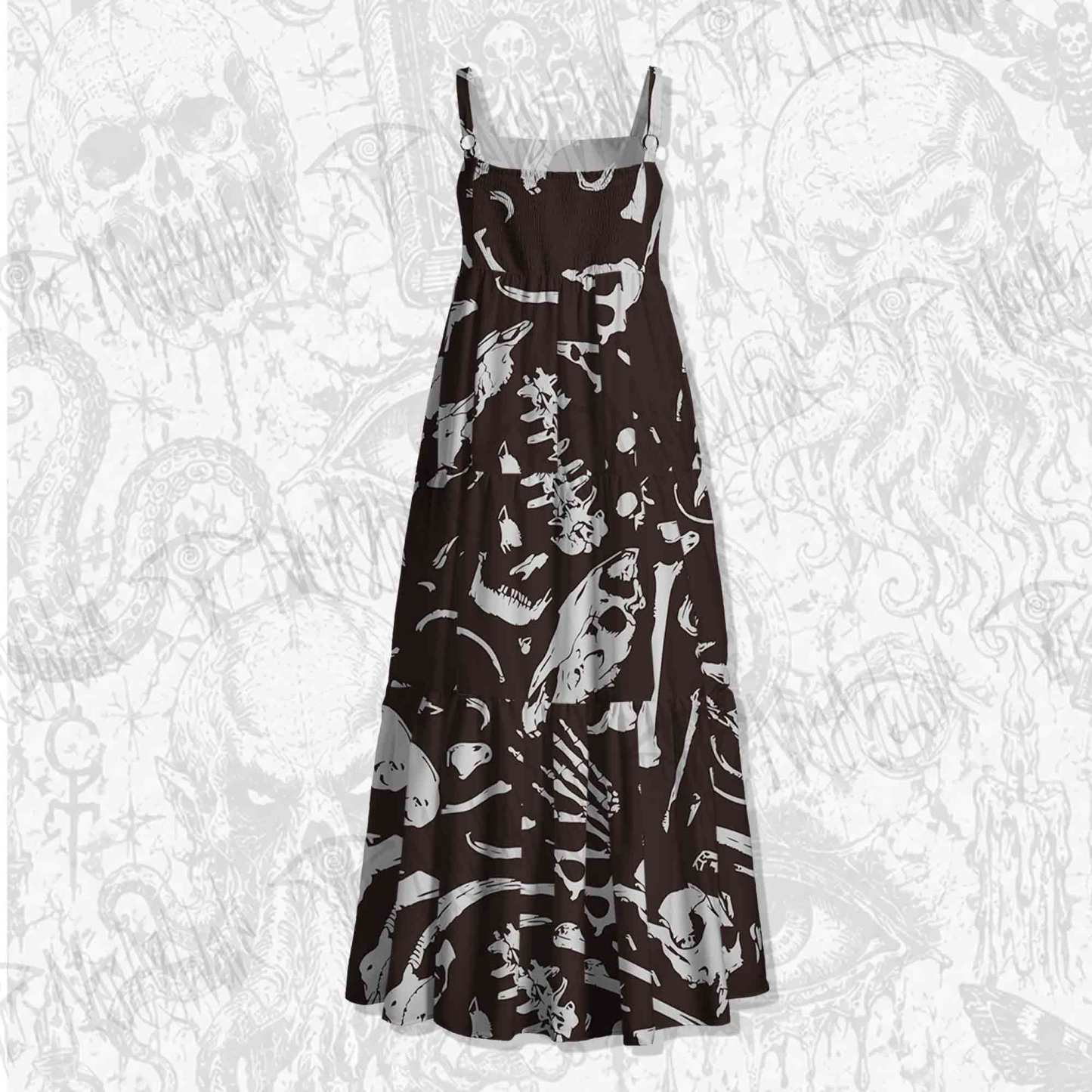 Dinosaur Fossils Spaghetti Strap Long Dress