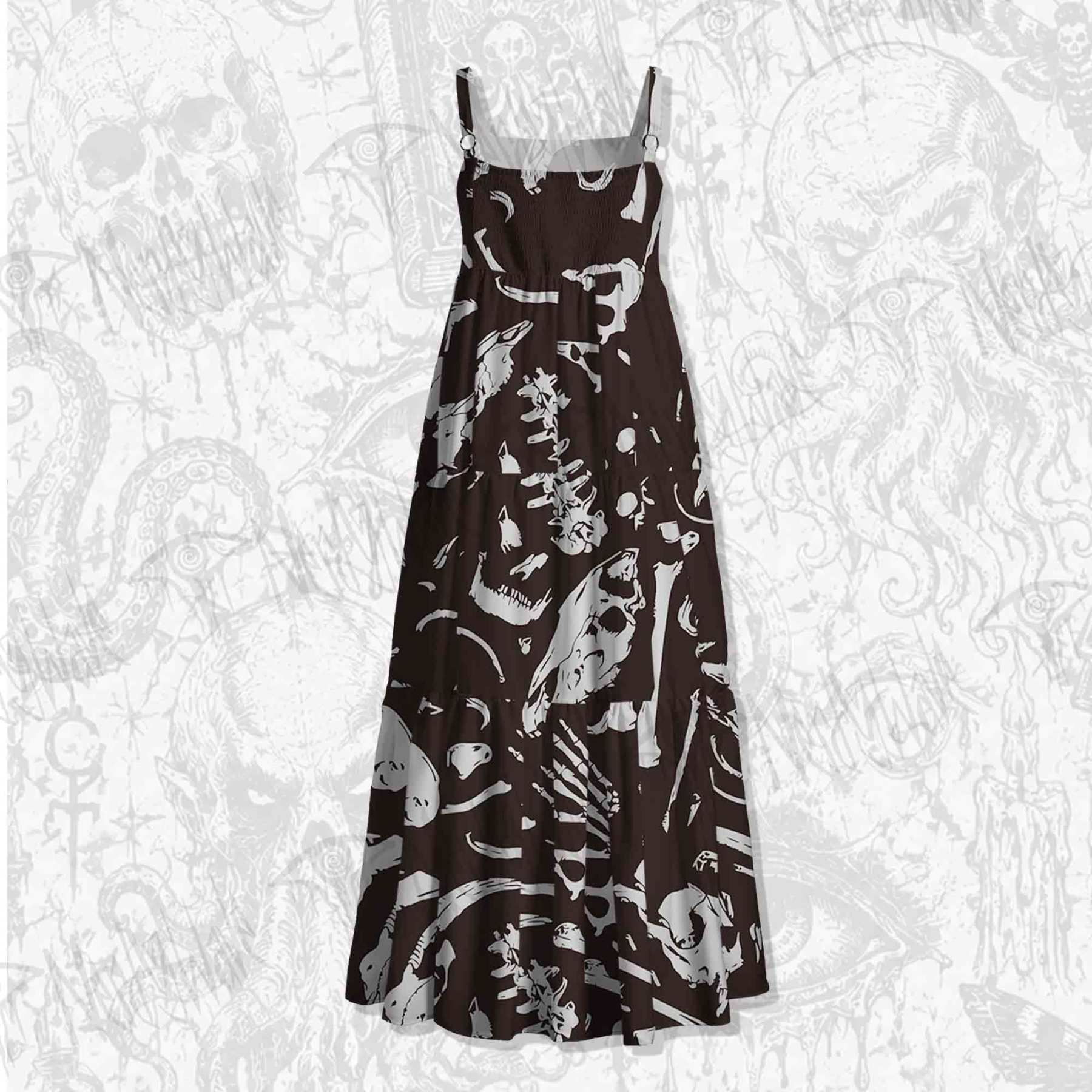 Dinosaur Fossils Spaghetti Strap Long Dress