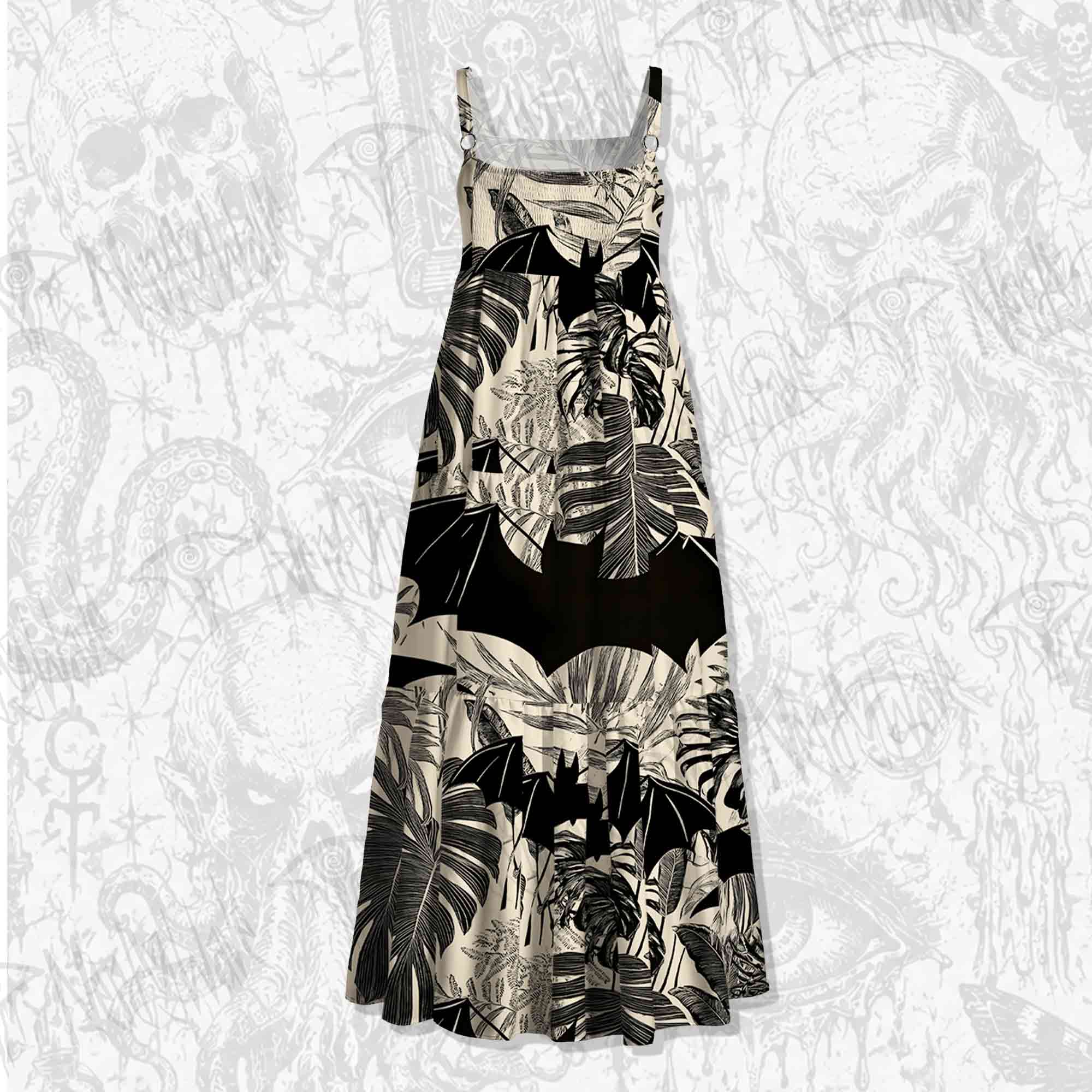 Bats in the Jungle Spaghetti Strap Long Dress