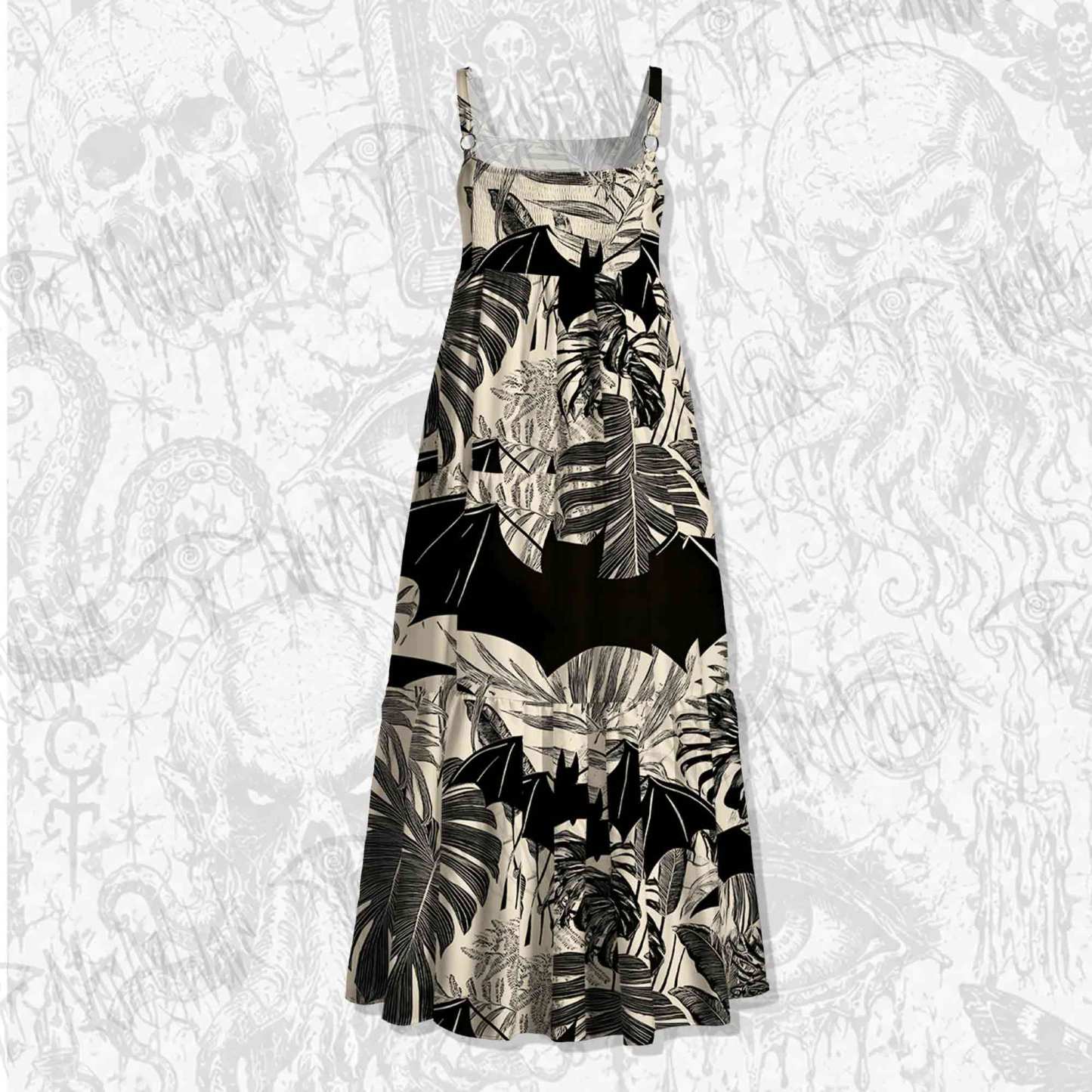 Bats in the Jungle Spaghetti Strap Long Dress