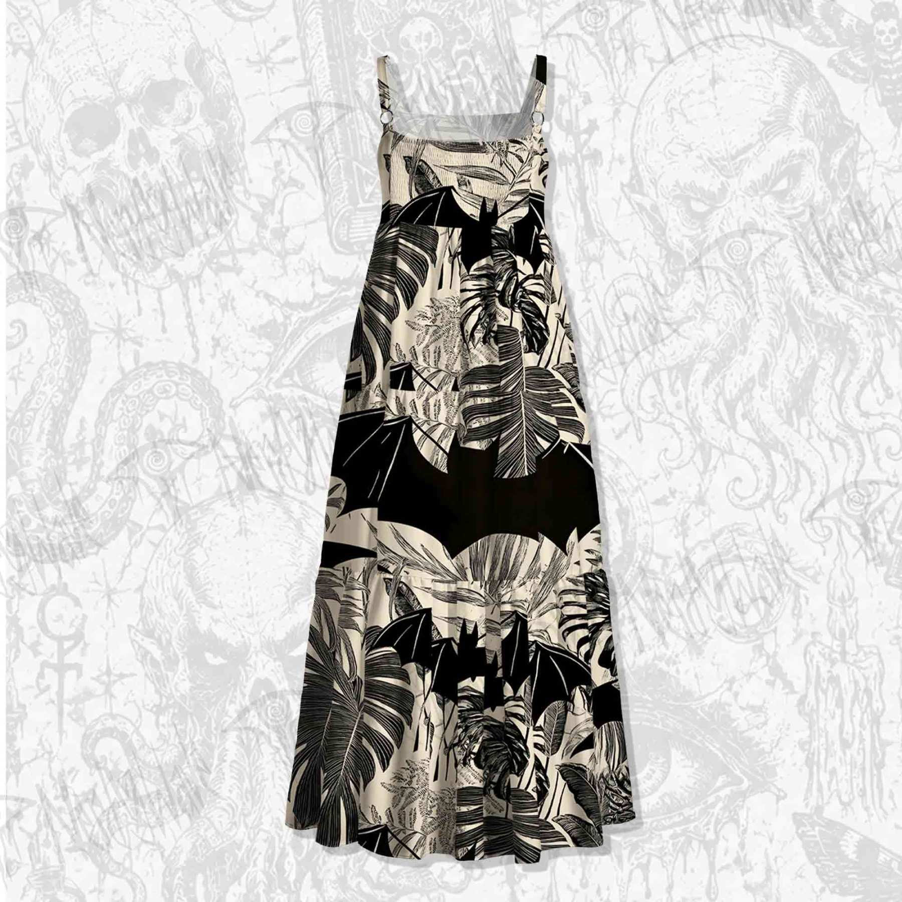 Bats in the Jungle Spaghetti Strap Long Dress