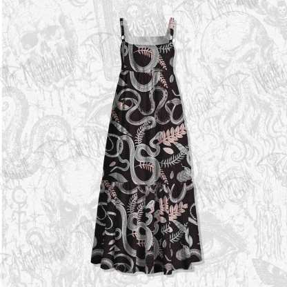 Snakes and Flowers Spaghetti Strap Long Dress