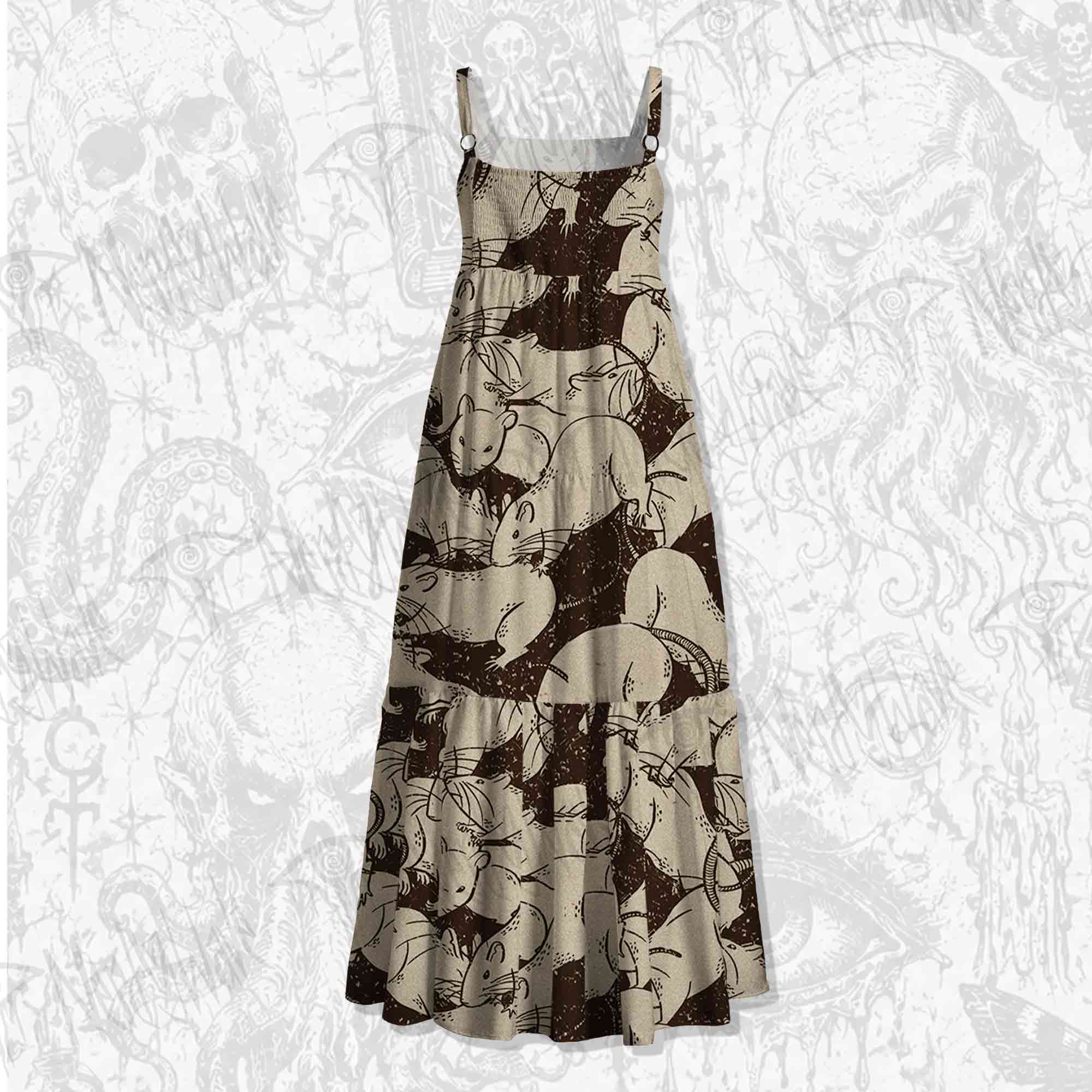 Black Death Spaghetti Strap Long Dress