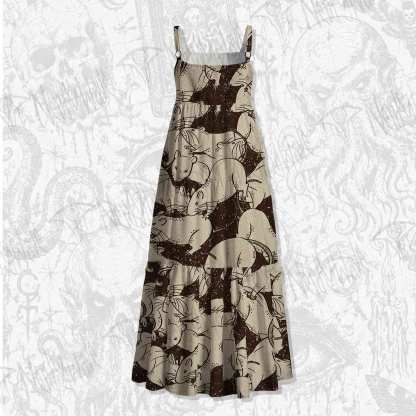Black Death Spaghetti Strap Long Dress