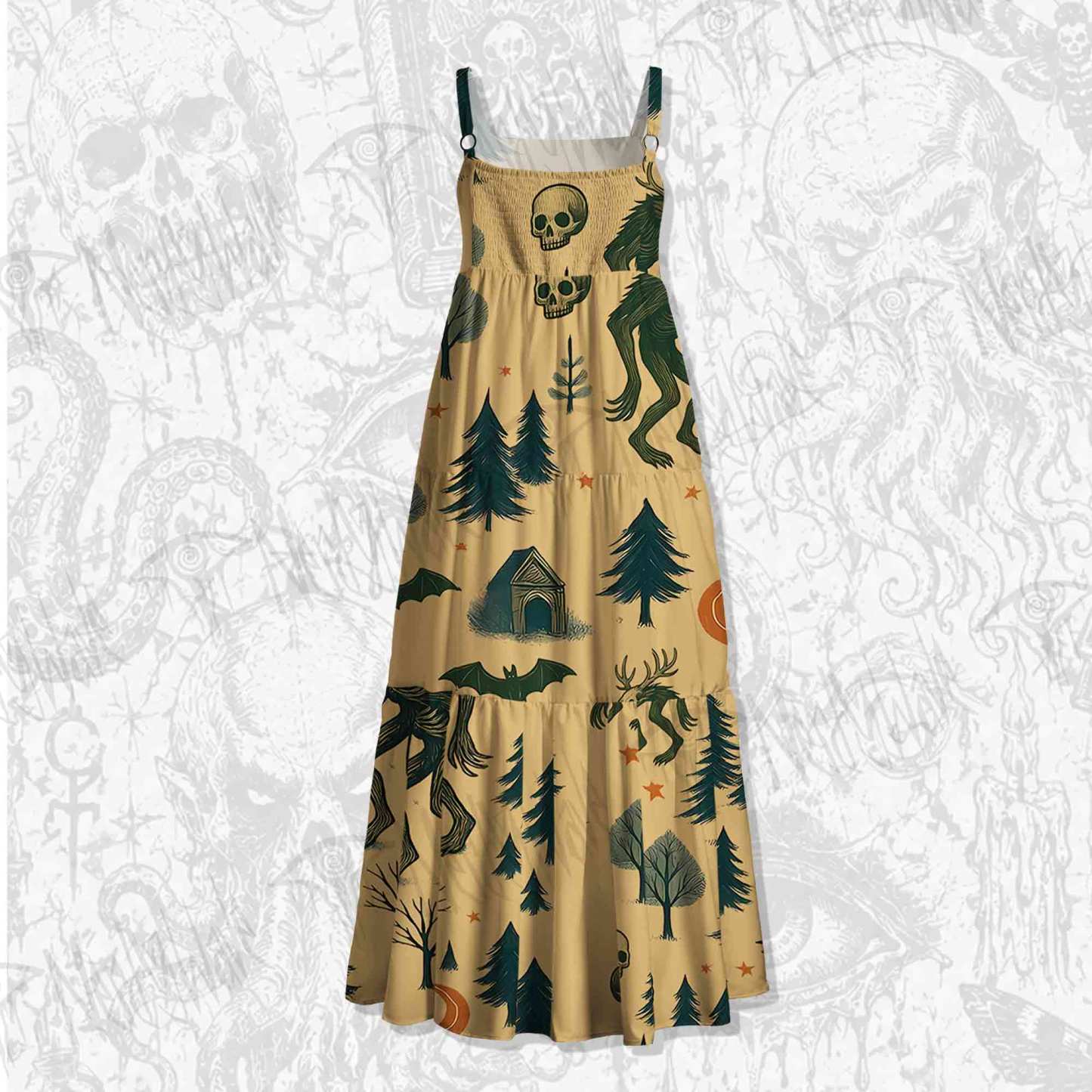 Wendigo in the Forest Spaghetti Strap Long Dress