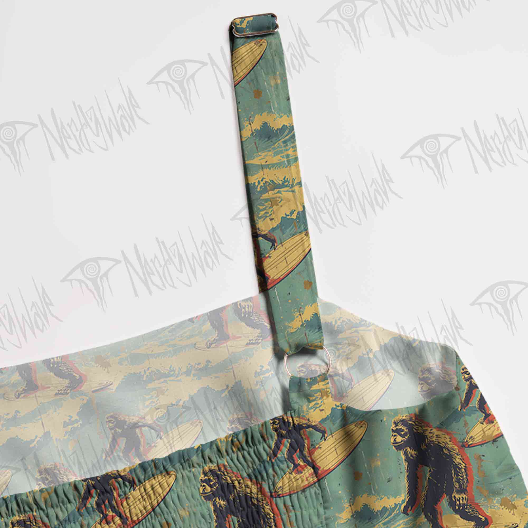 Bigfoot Surfing Spaghetti Strap Long Dress