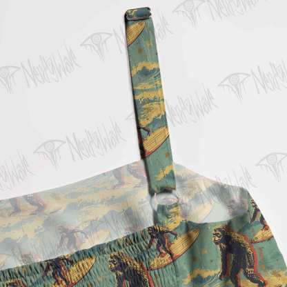 Bigfoot Surfing Spaghetti Strap Long Dress