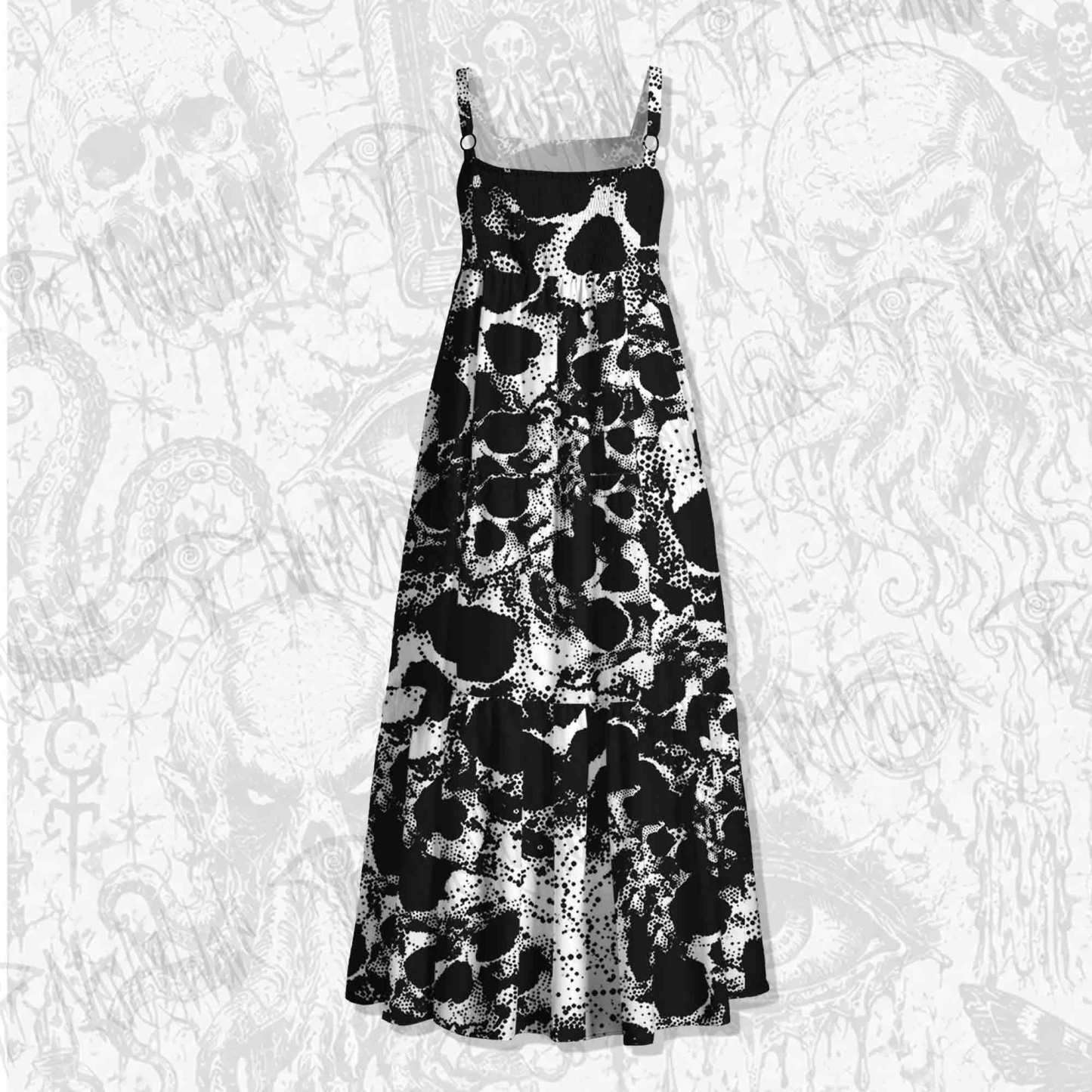 Horror Skull Spaghetti Strap Long Dress