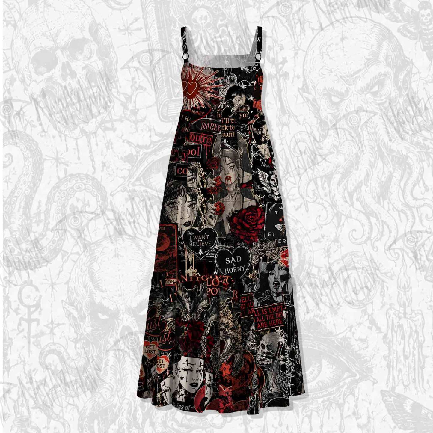 Vintage Stay Spooky Spaghetti Strap Long Dress