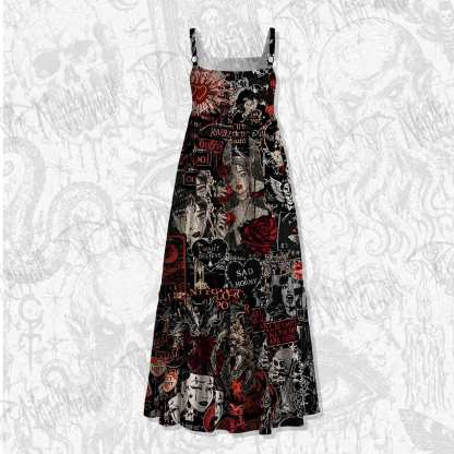 Vintage Stay Spooky Spaghetti Strap Long Dress