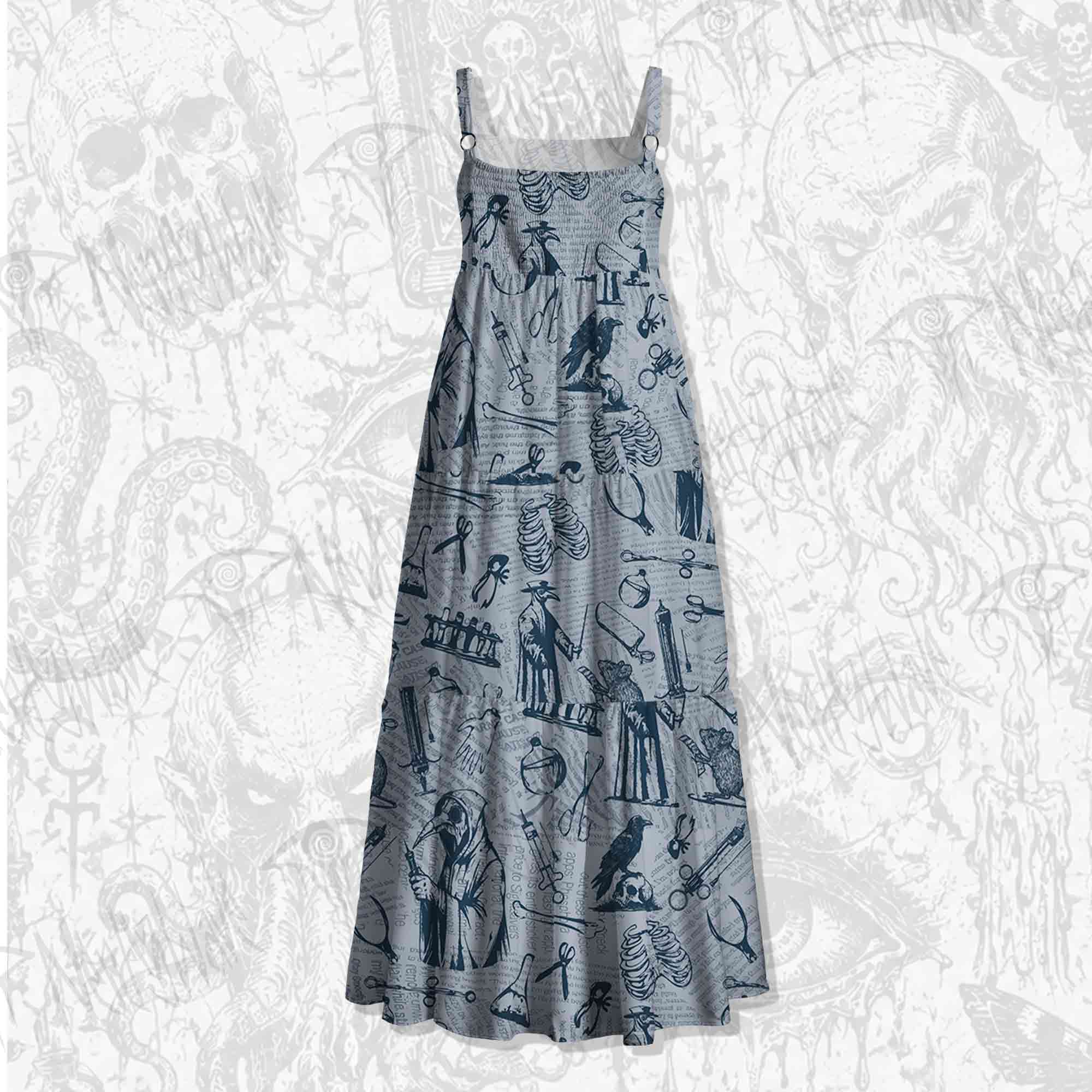 Black Death Spaghetti Strap Long Dress