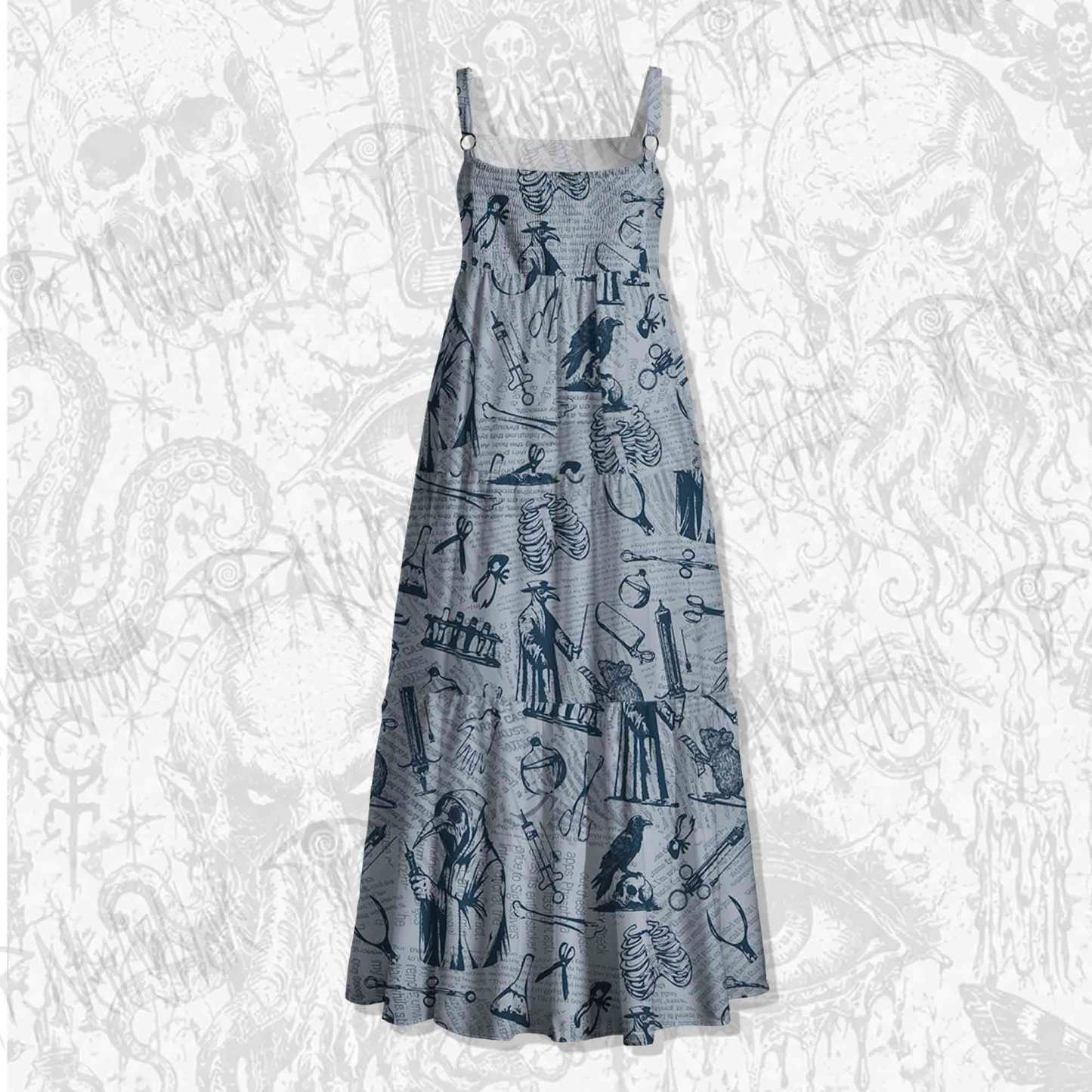 Black Death Spaghetti Strap Long Dress