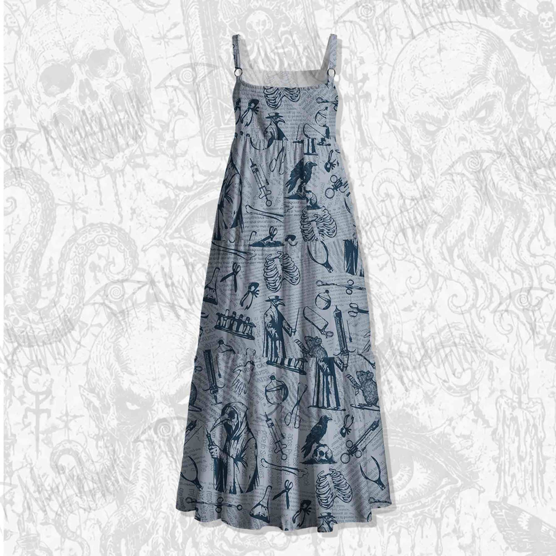 Black Death Spaghetti Strap Long Dress