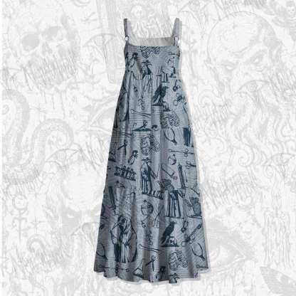 Black Death Spaghetti Strap Long Dress