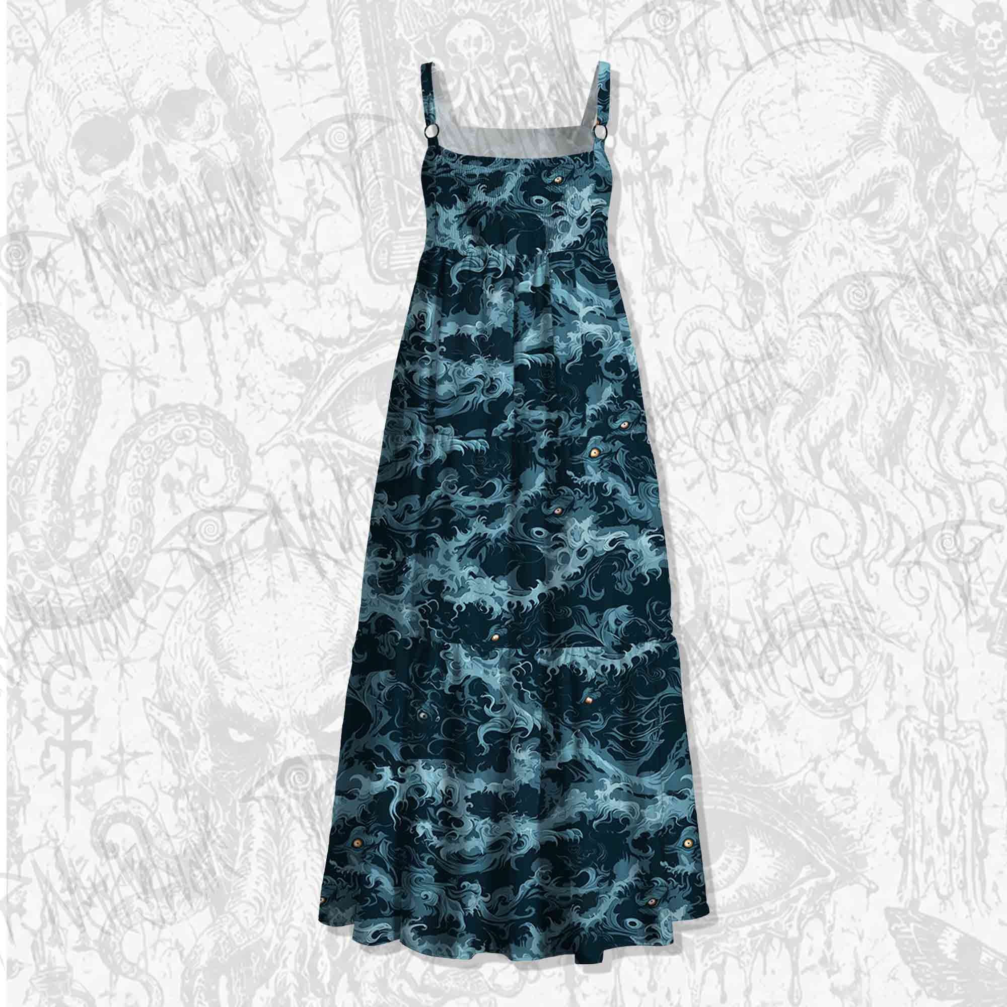 Wave Spaghetti Strap Long Dress