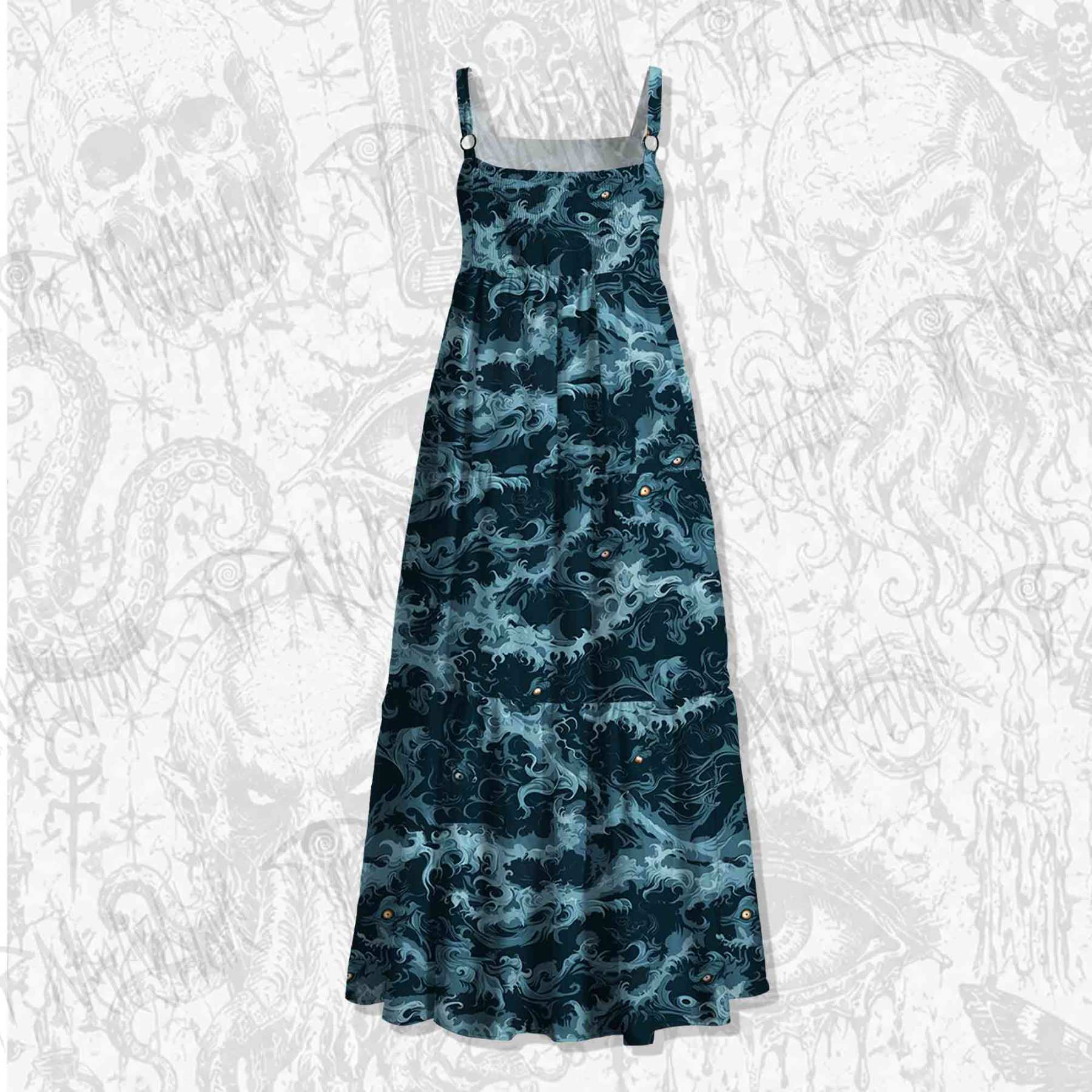 Wave Spaghetti Strap Long Dress