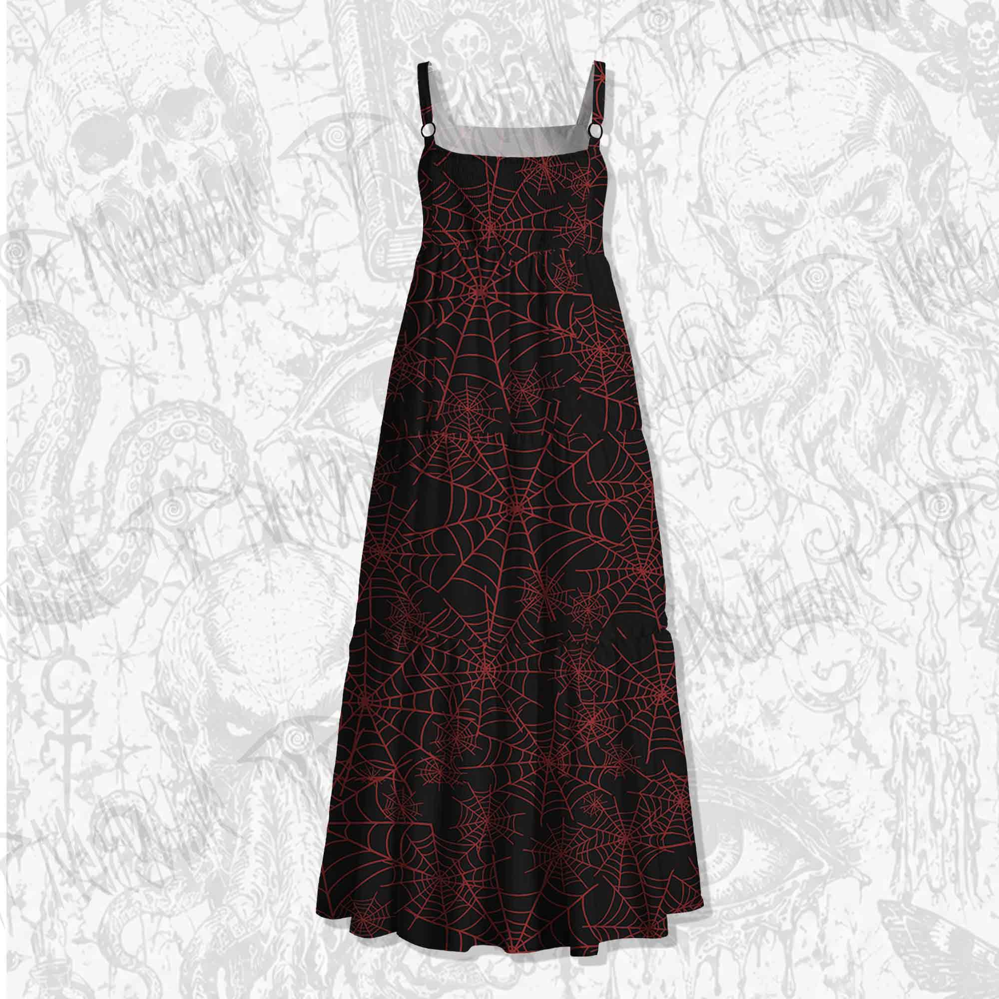 Spider Web Spaghetti Strap Long Dress