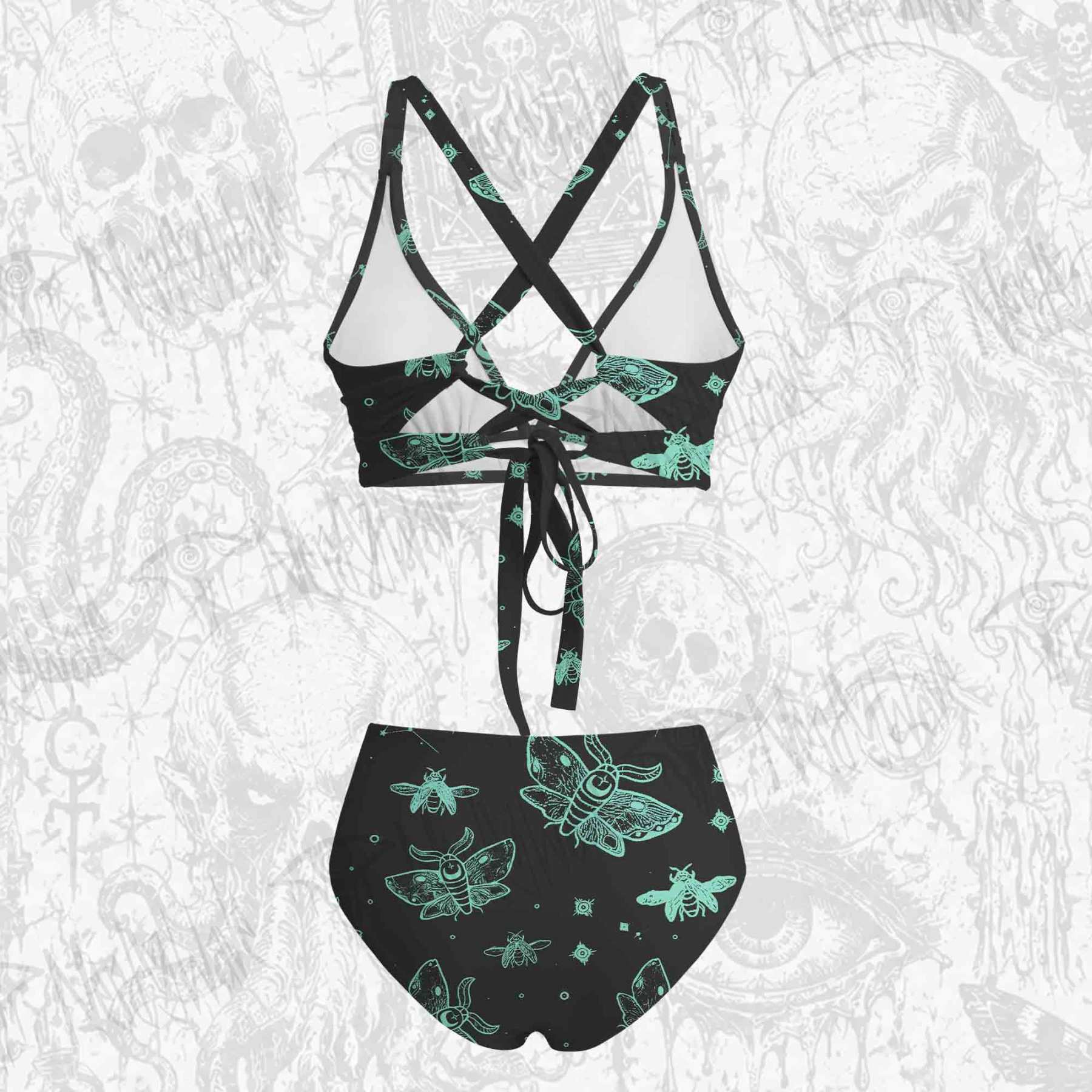 Midnight Flying Insects Bikini Set