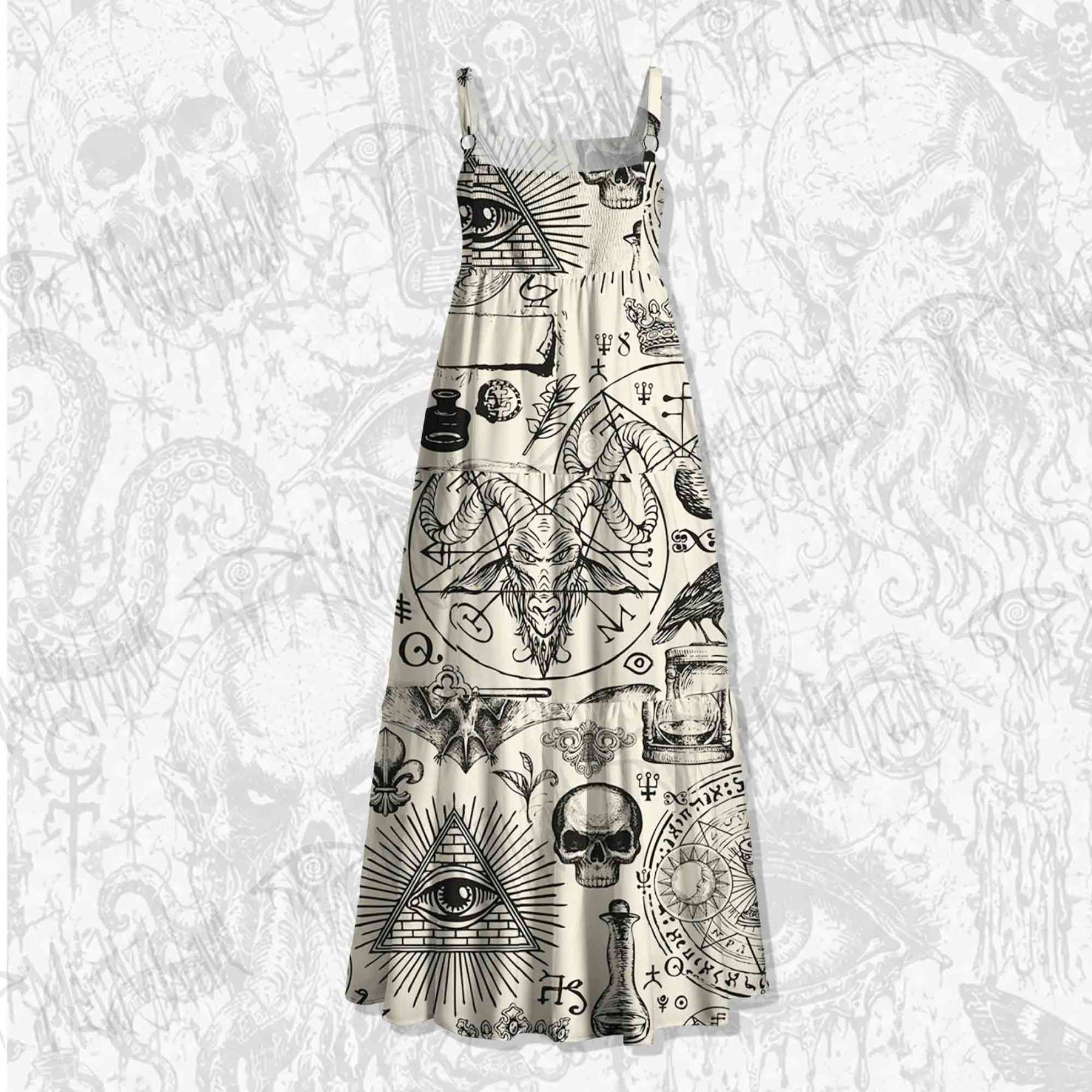 Mystic Symbols Wide Straps Maxi Dress