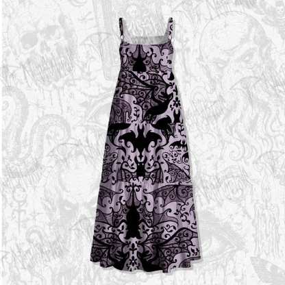 Gothic Bat Wide Straps Maxi Dress