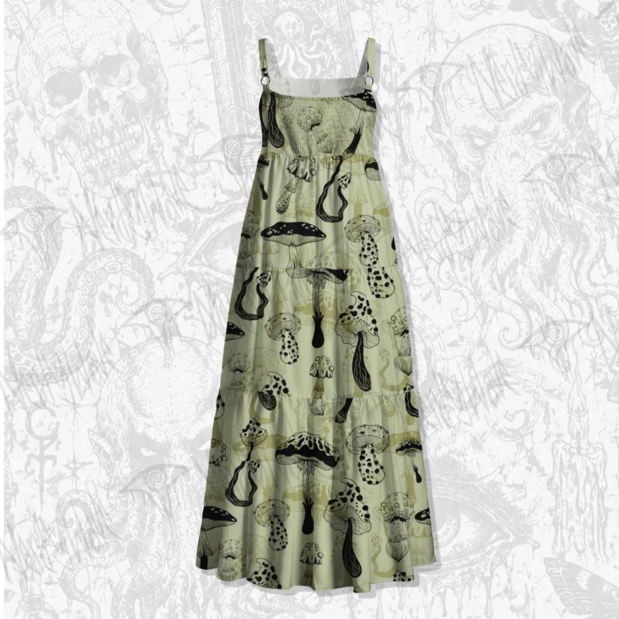 Mushroom Wide Straps Maxi Dress