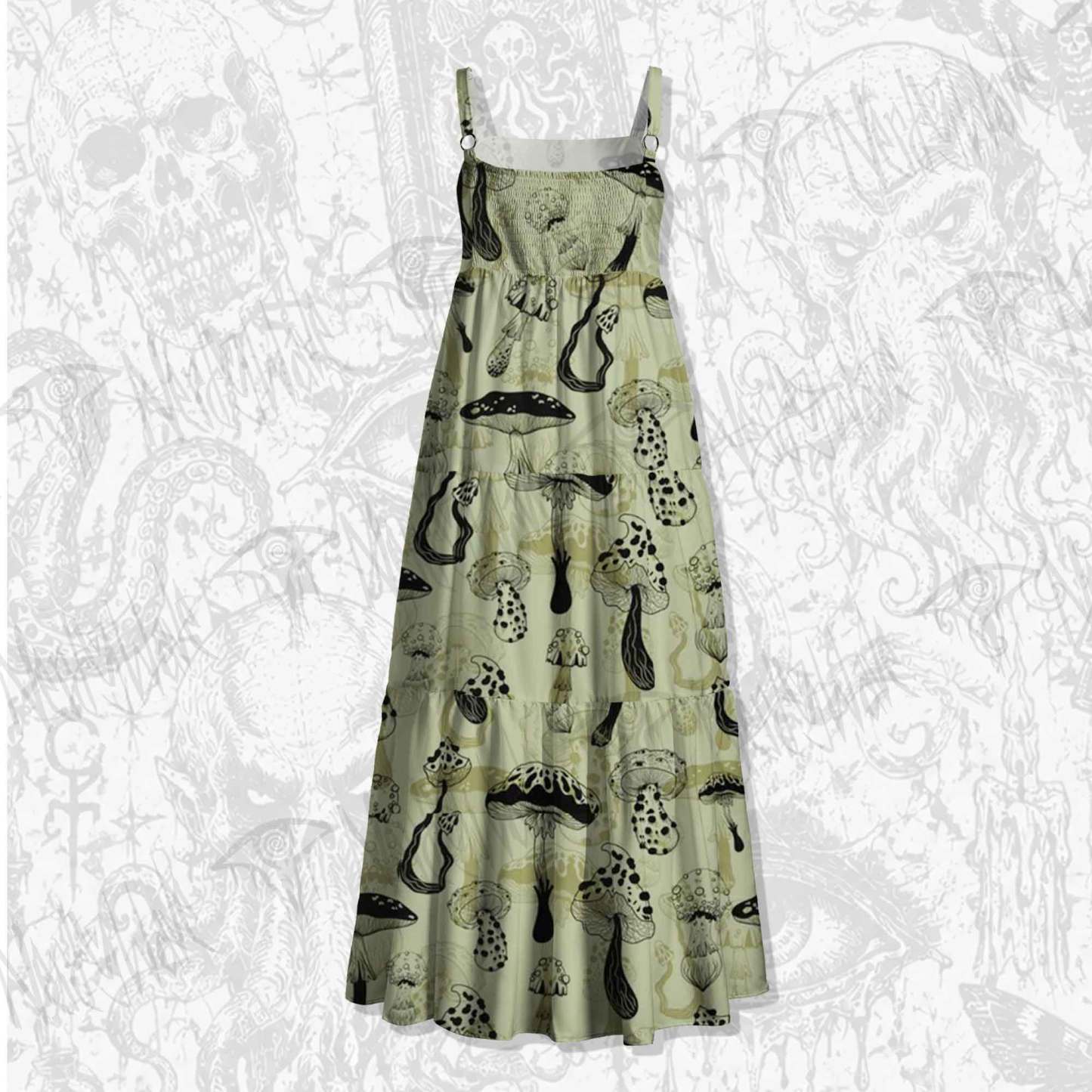 Mushroom Wide Straps Maxi Dress