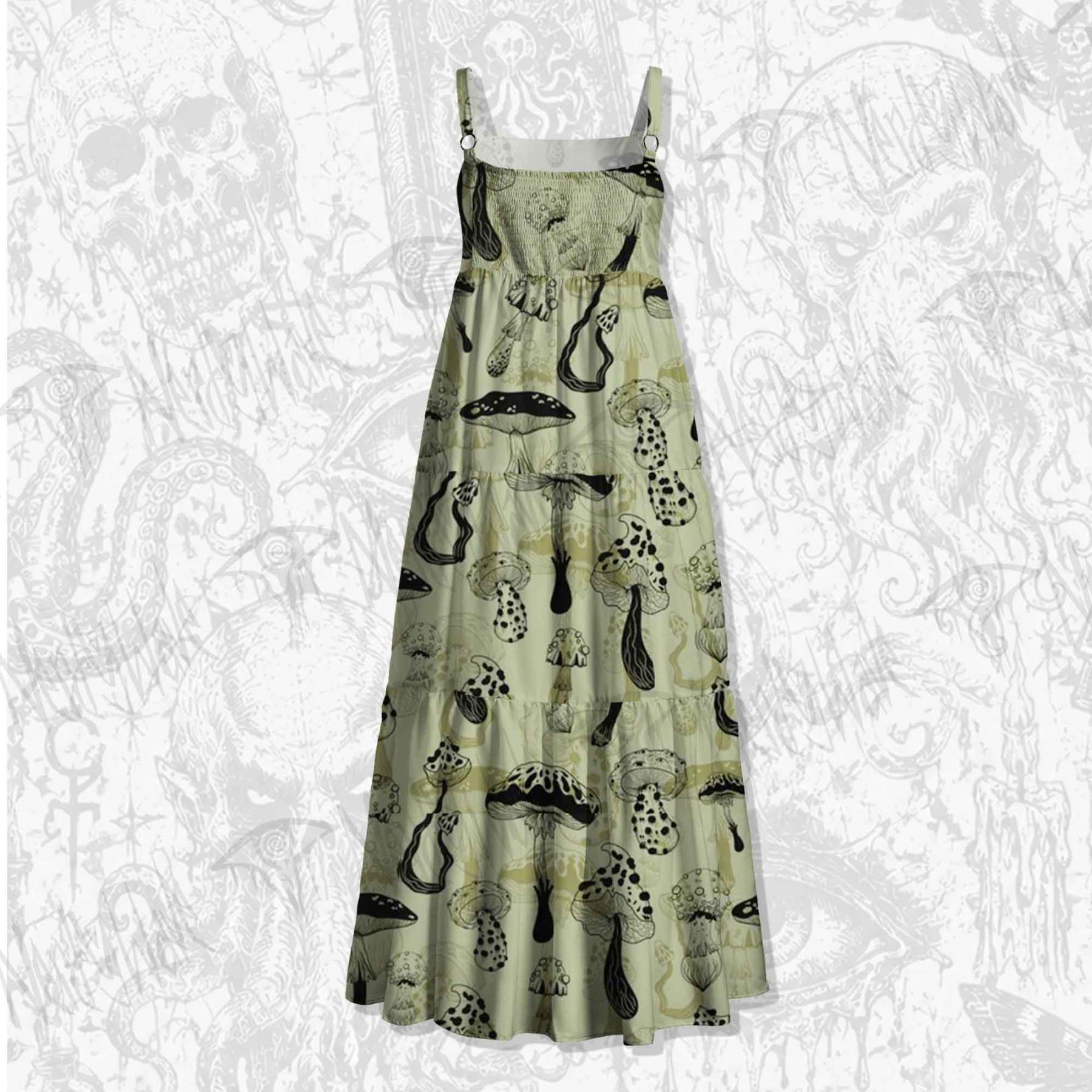 Mushroom Wide Straps Maxi Dress