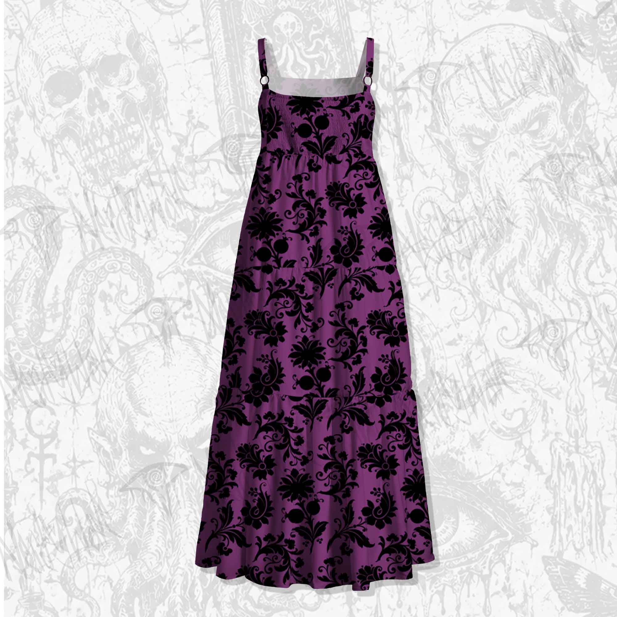 Black Floral Wide Straps Maxi Dress