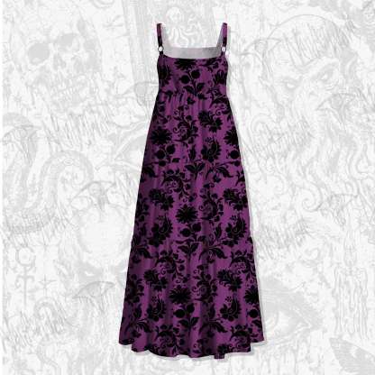 Black Floral Wide Straps Maxi Dress