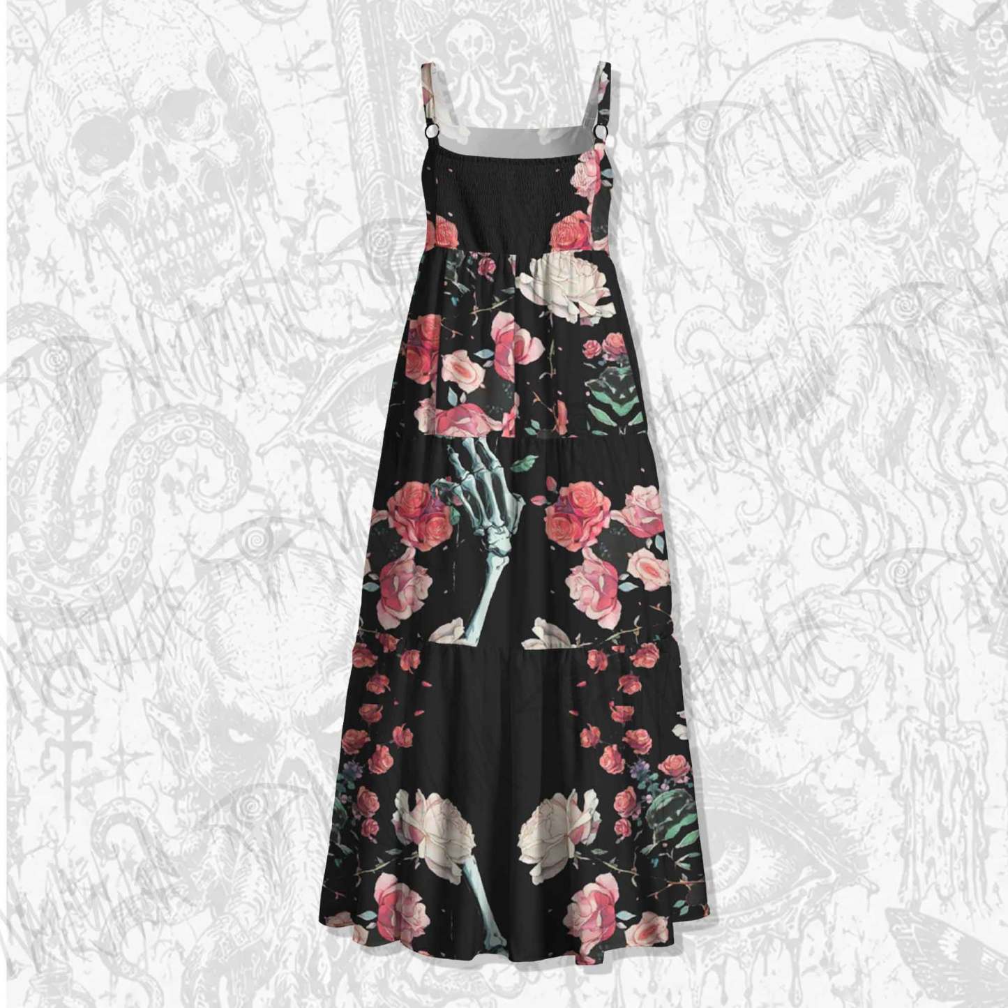 Gothic Floral Wide Straps Maxi Dress